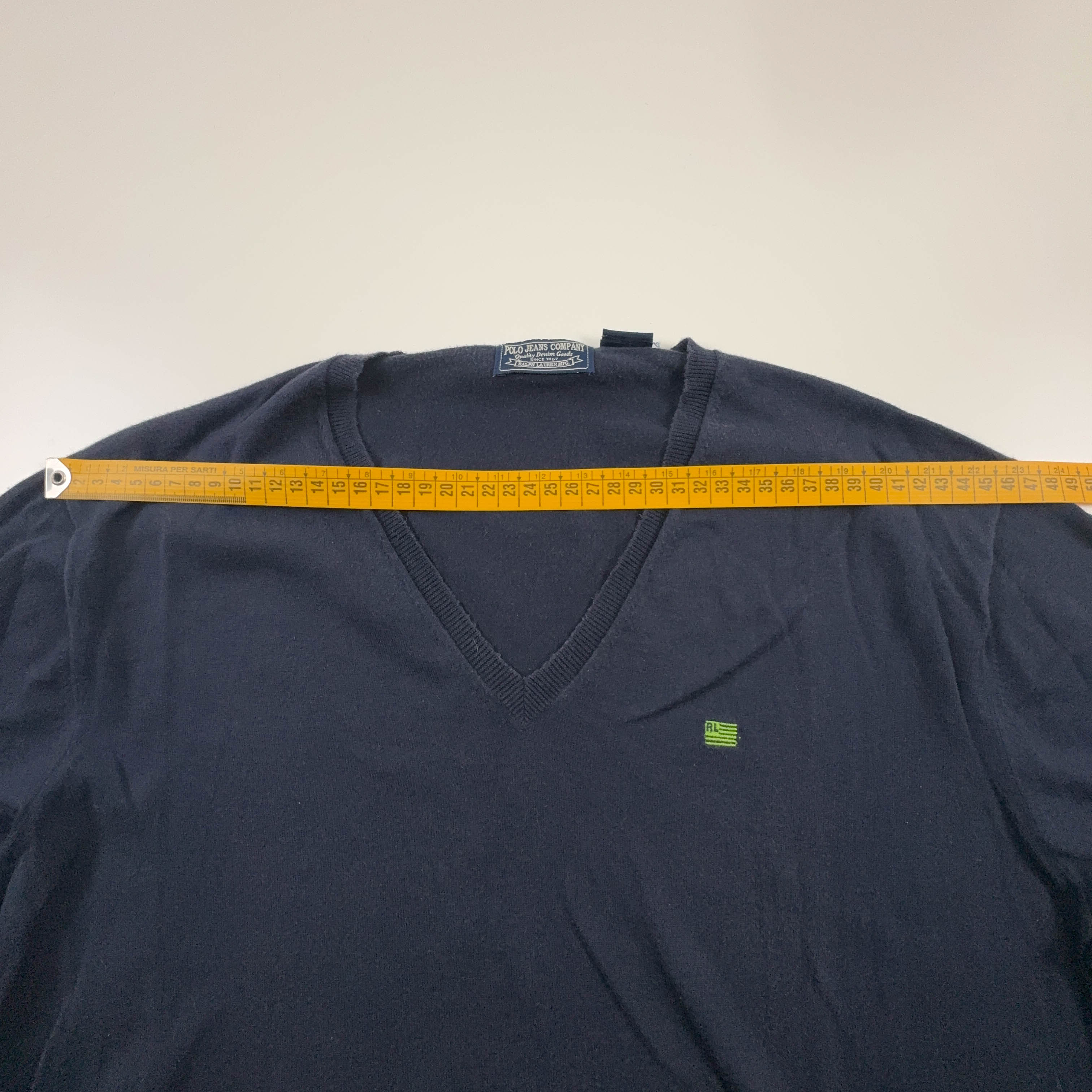 Maglione leggero Ralph Lauren Vintage blu scuro scollo a V - Taglia M uomo