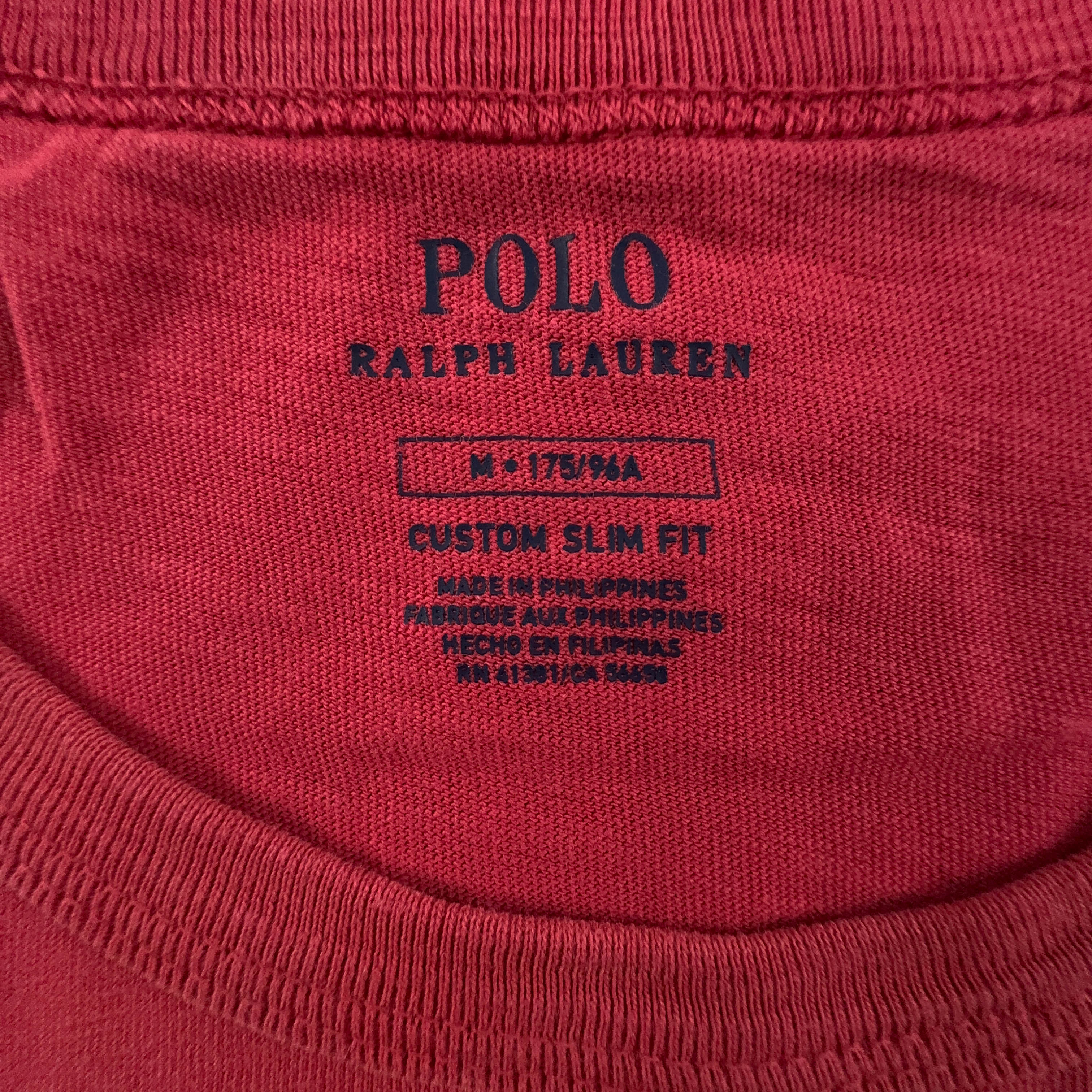 Ralph Lauren Red Crew Neck Custom Slim Fit Printed T-Shirt - Men's Size Medium