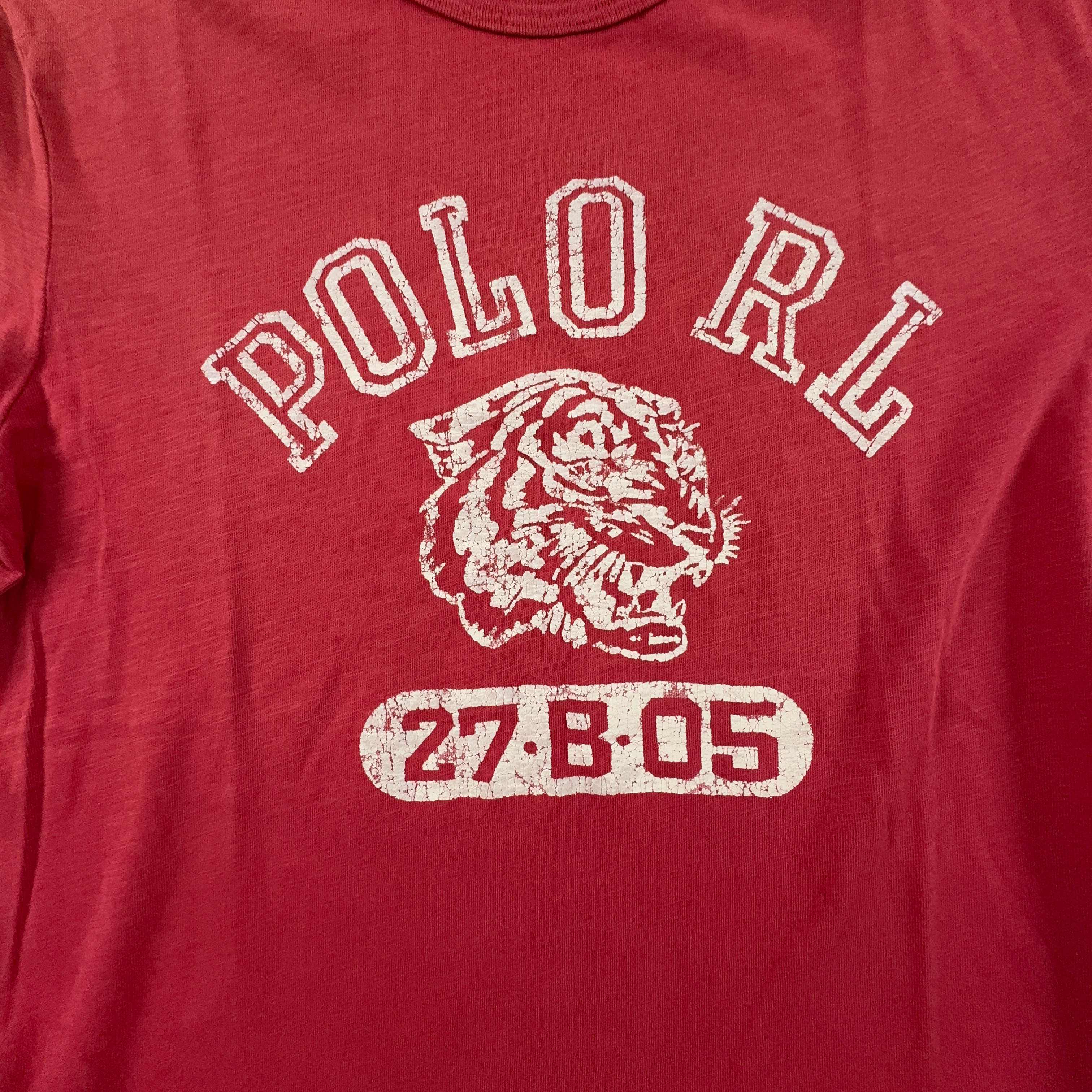 Ralph Lauren Red Crew Neck Custom Slim Fit Printed T-Shirt - Men's Size Medium