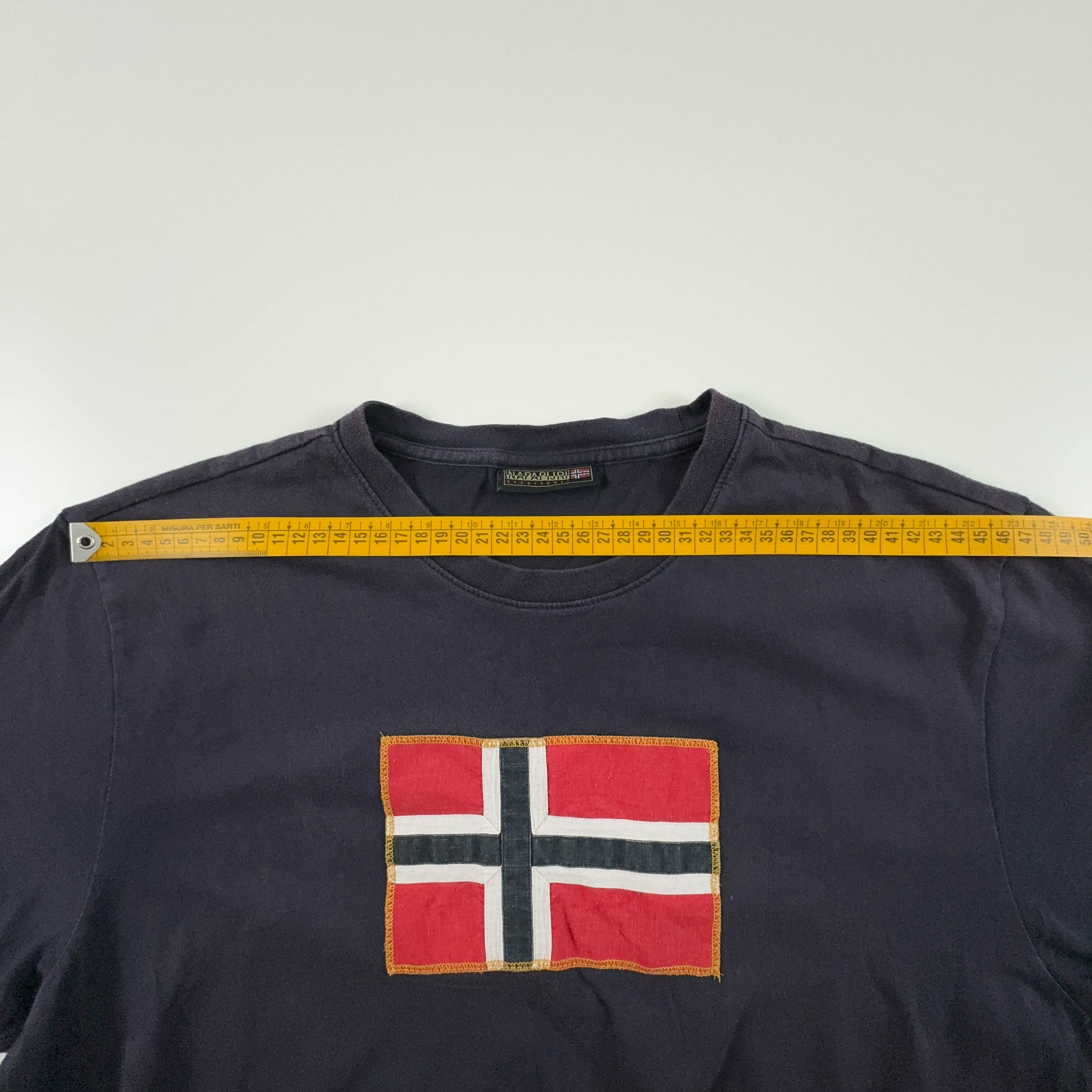 Napapijri Dark Blue Crew Neck Embroidery T-Shirt - Men's Size L/XL