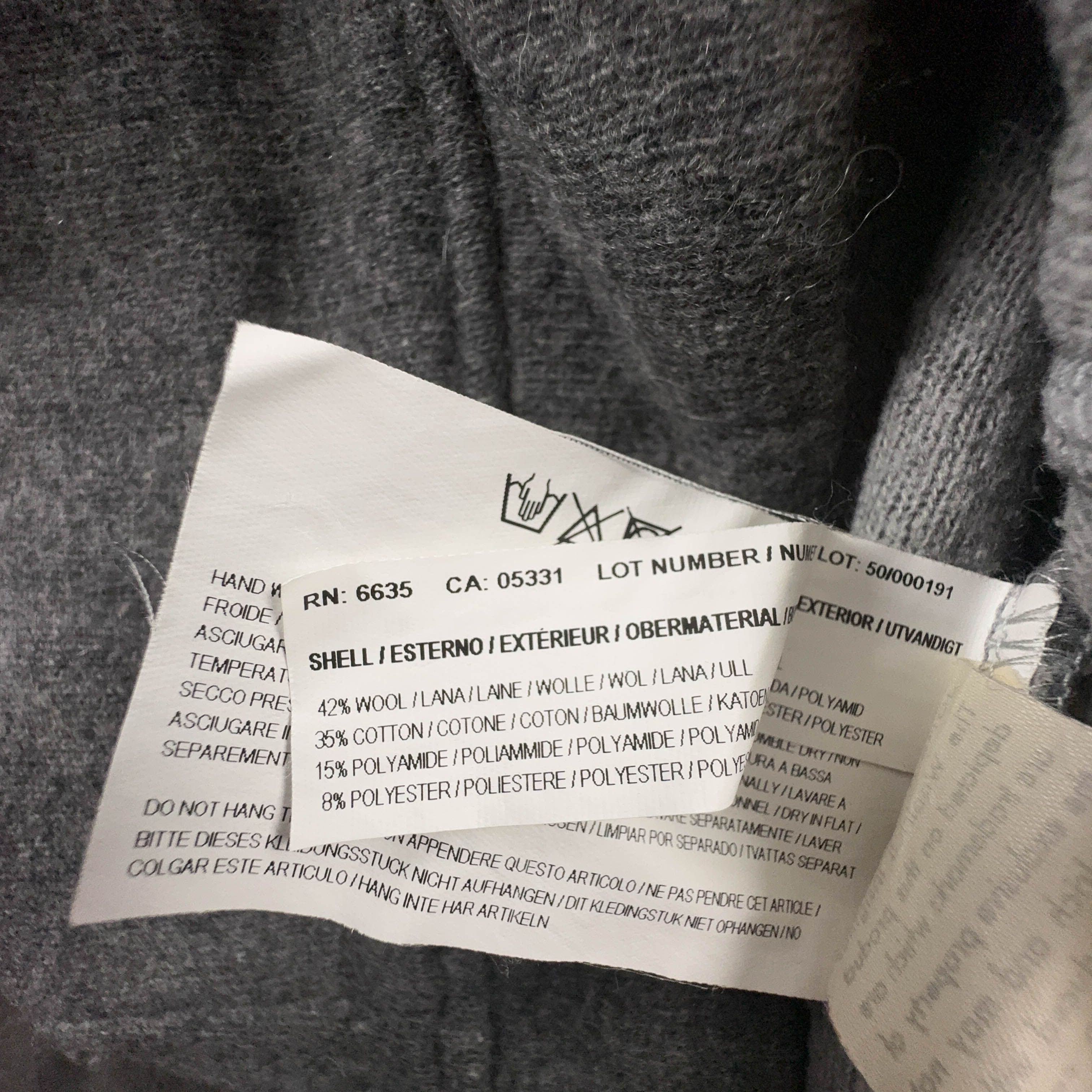 Maglione Woolrich grigio con zip cappuccio e bottoni 42% lana - Taglia S/M uomo