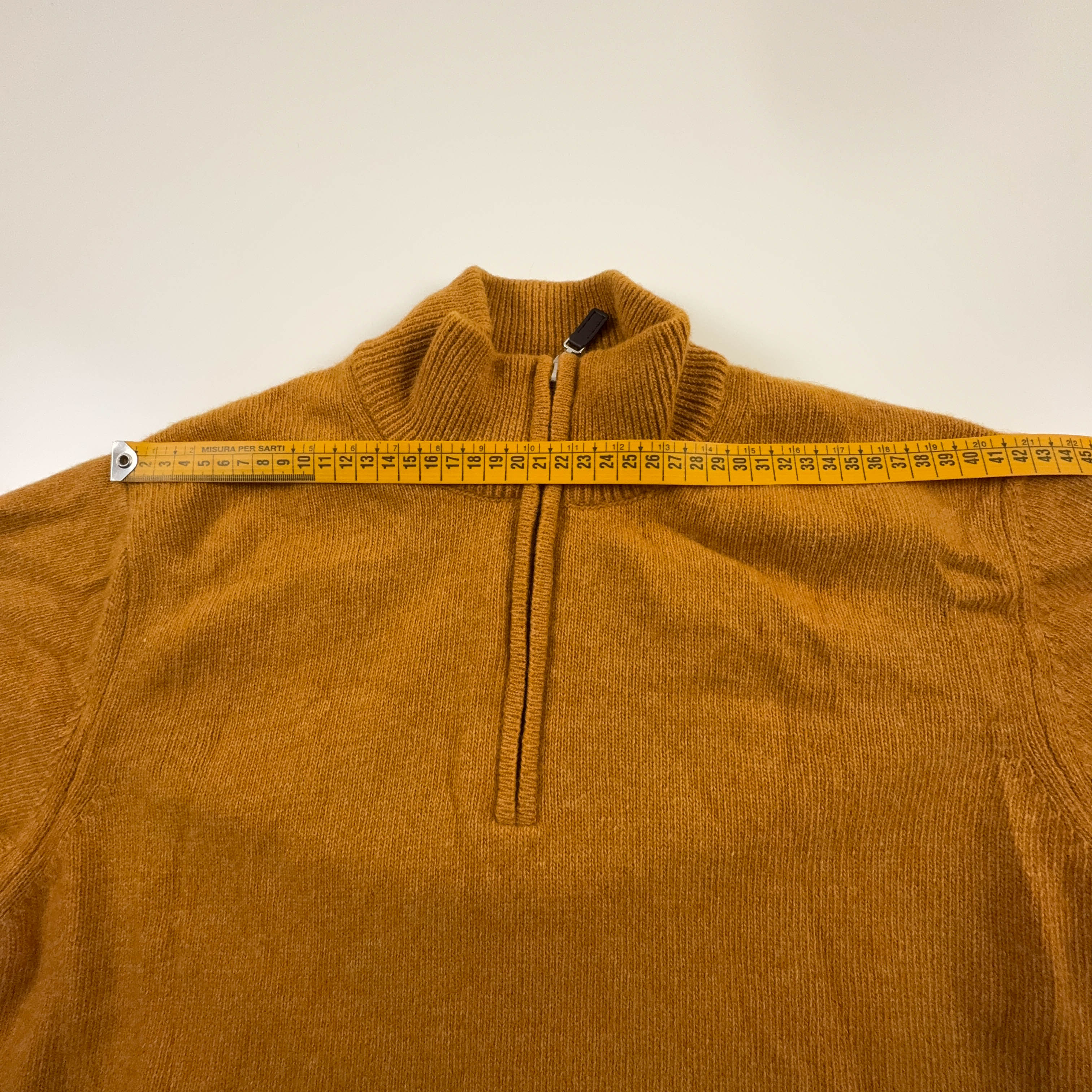Maglione Sergio Tacchini giallo senape quarter zip 80% lana - Taglia M uomo