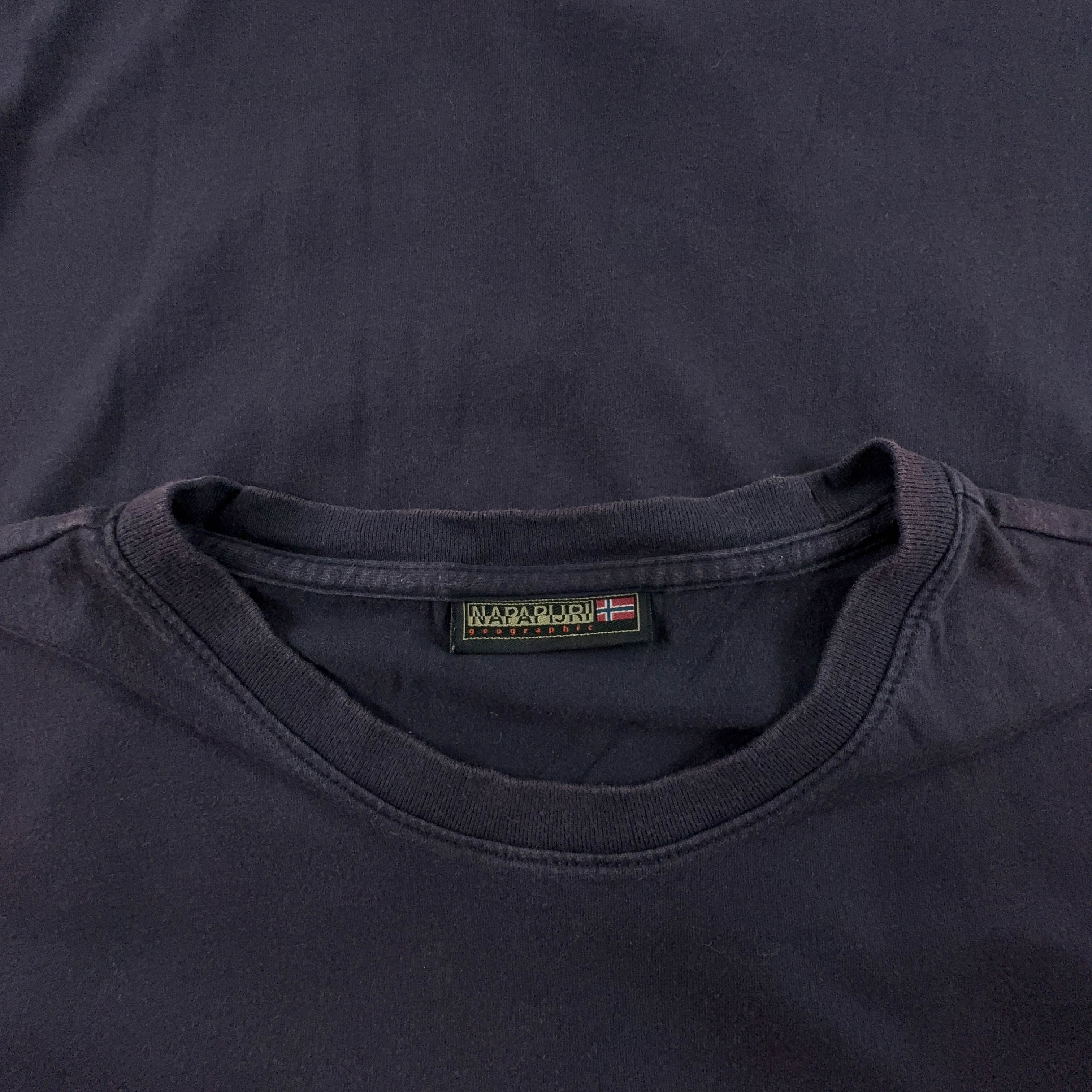 Napapijri Dark Blue Crew Neck Embroidery T-Shirt - Men's Size L/XL