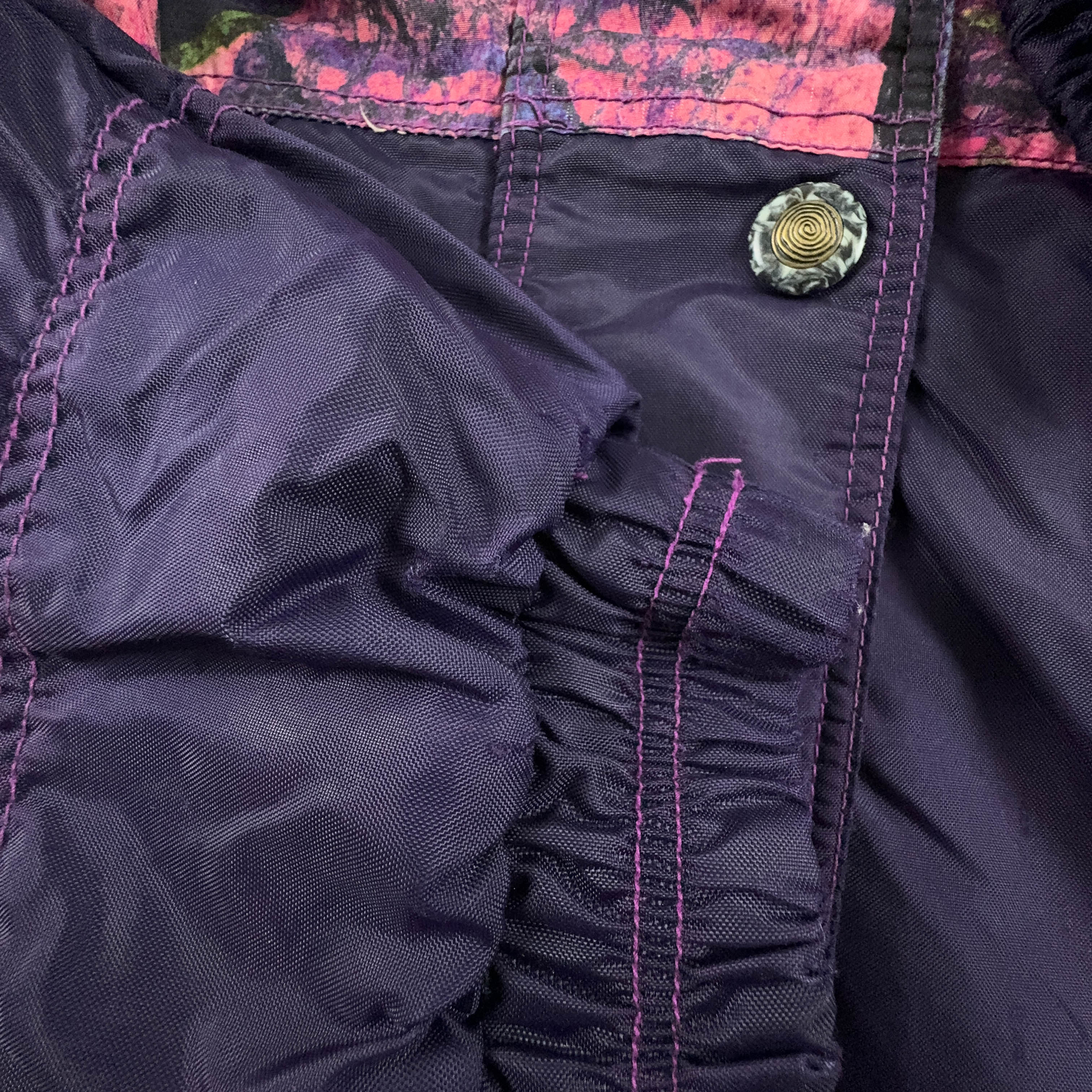 Giacca Vintage viola e rosa a fantasia con bottoni - Taglia XL uomo