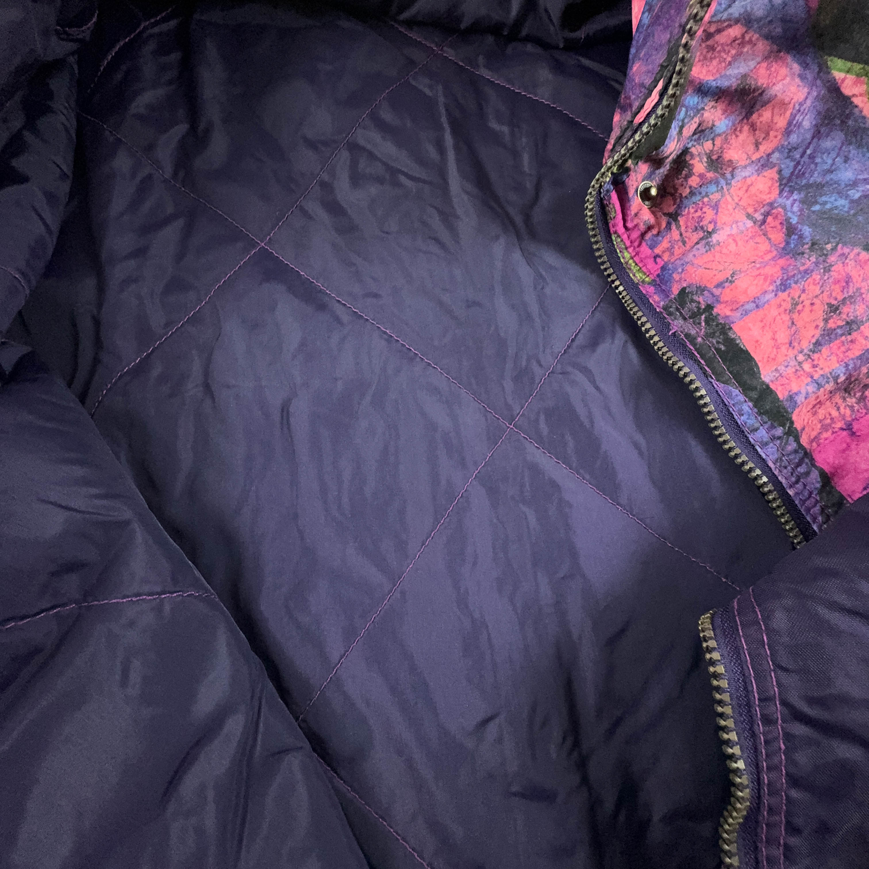 Giacca Vintage viola e rosa a fantasia con bottoni - Taglia XL uomo