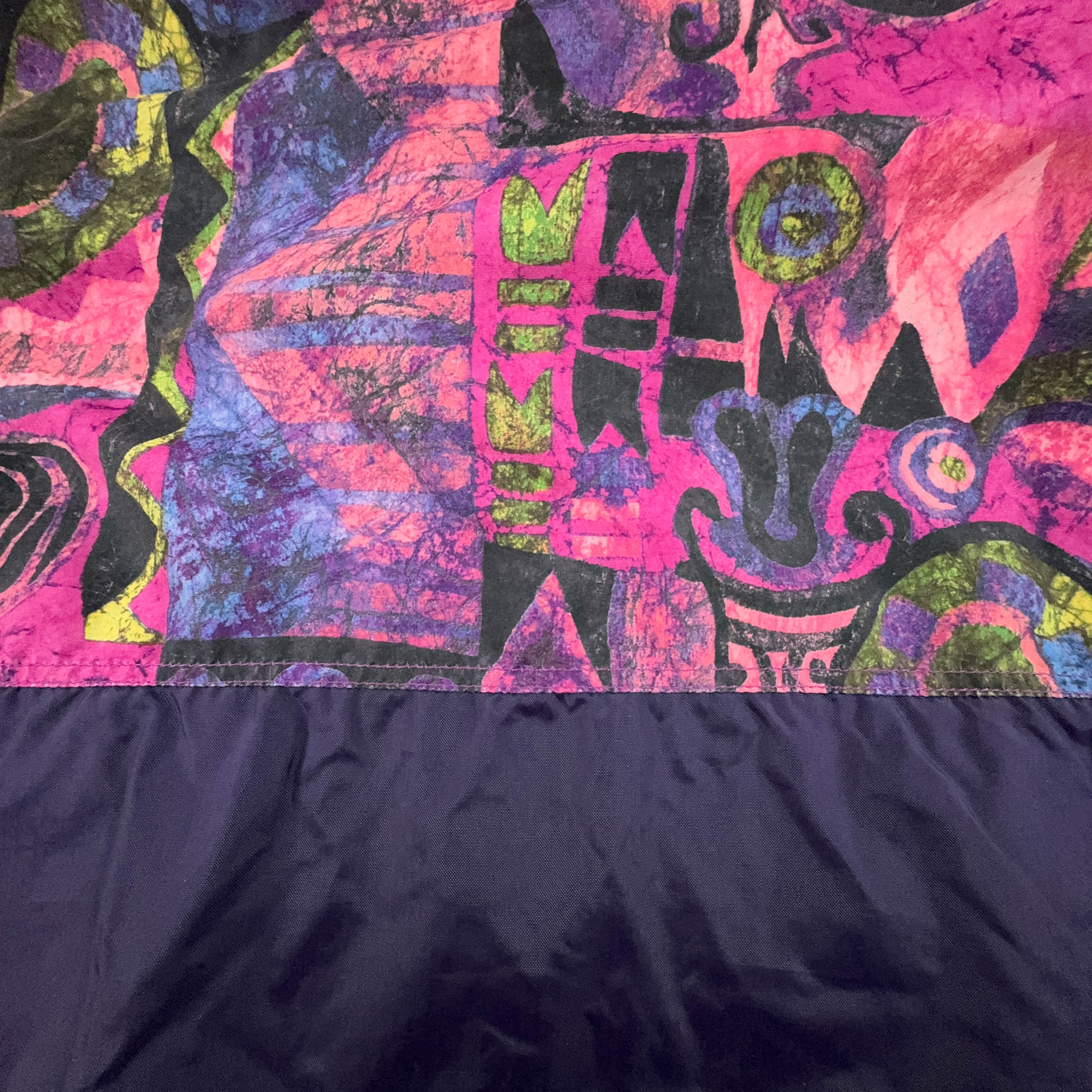 Giacca Vintage viola e rosa a fantasia con bottoni - Taglia XL uomo