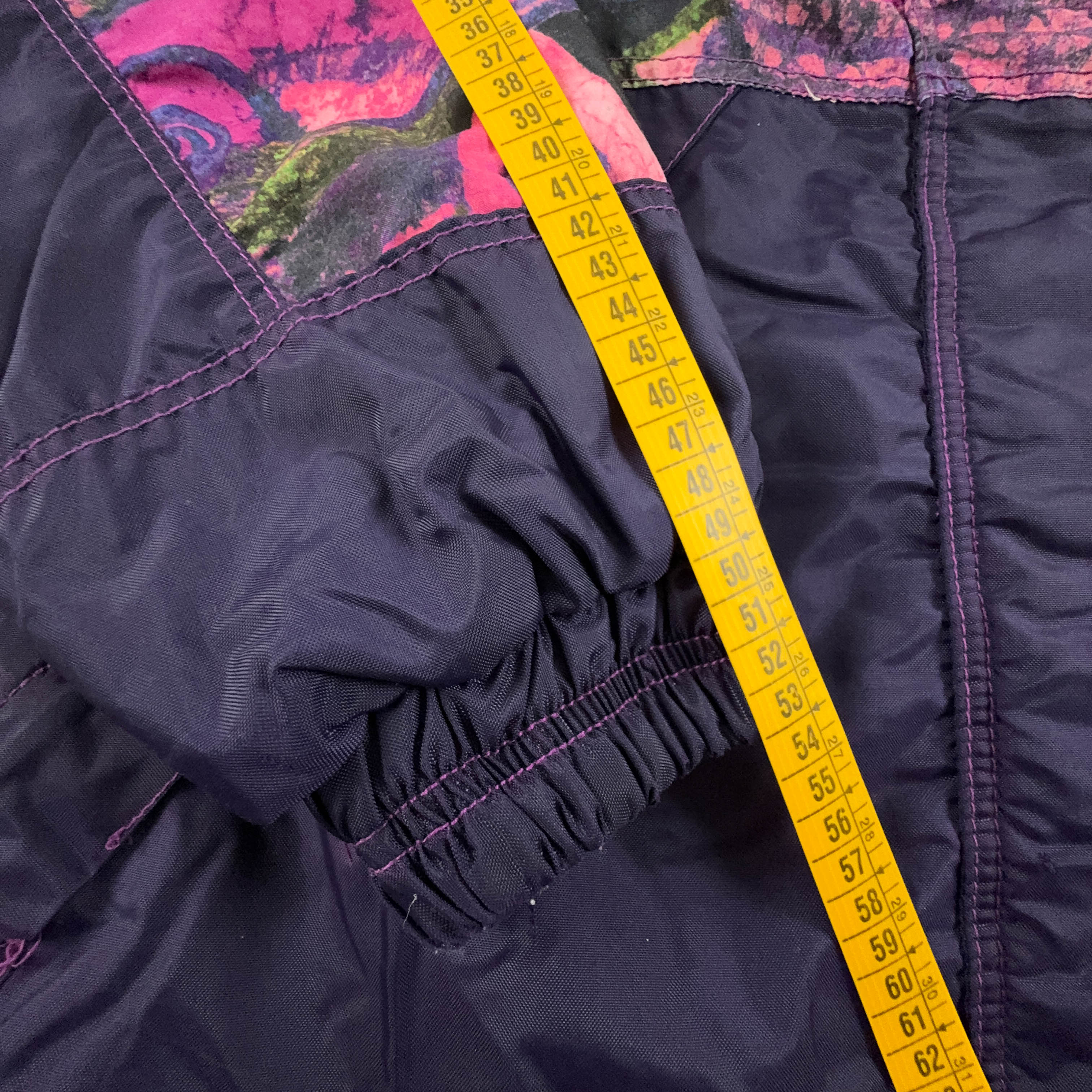 Giacca Vintage viola e rosa a fantasia con bottoni - Taglia XL uomo