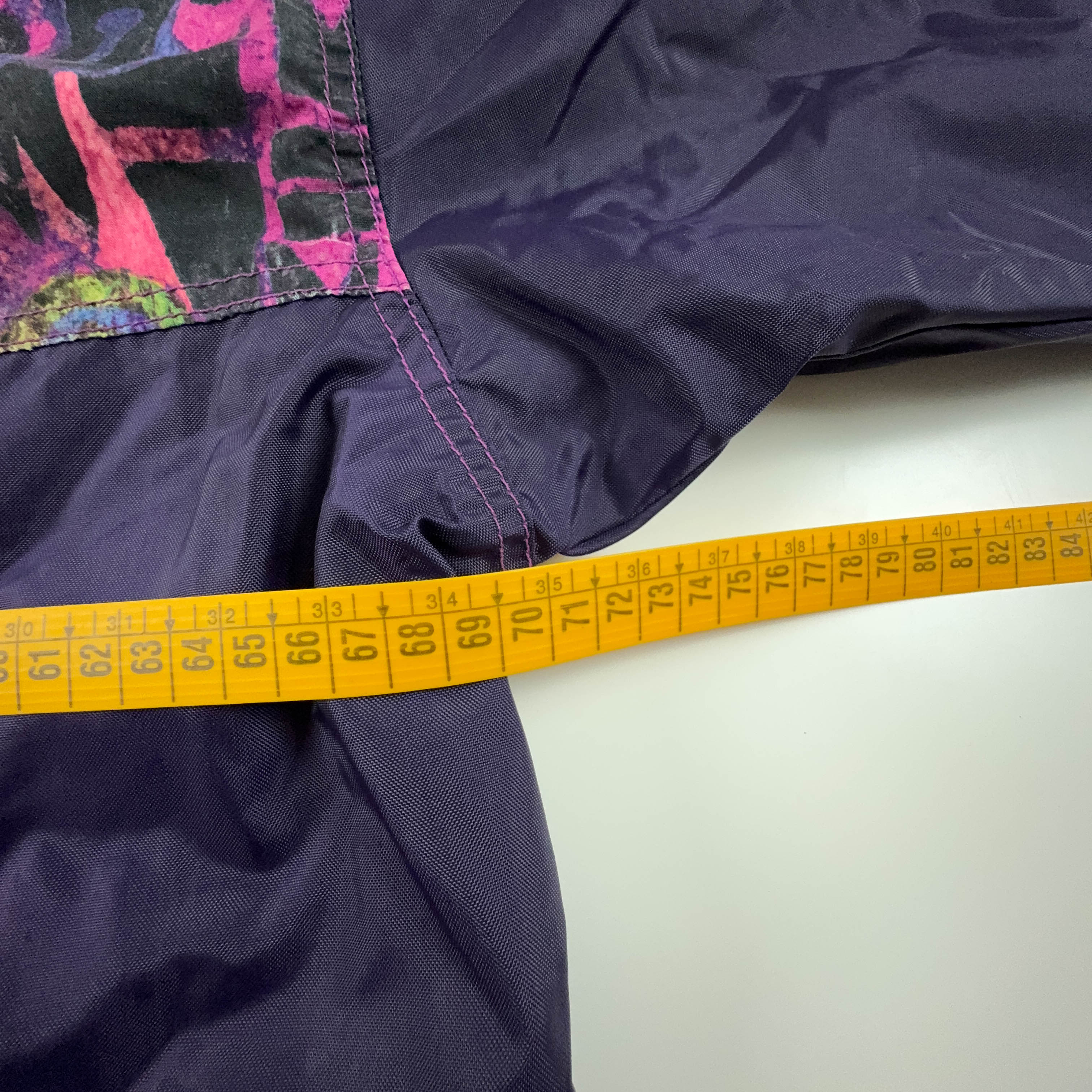 Giacca Vintage viola e rosa a fantasia con bottoni - Taglia XL uomo