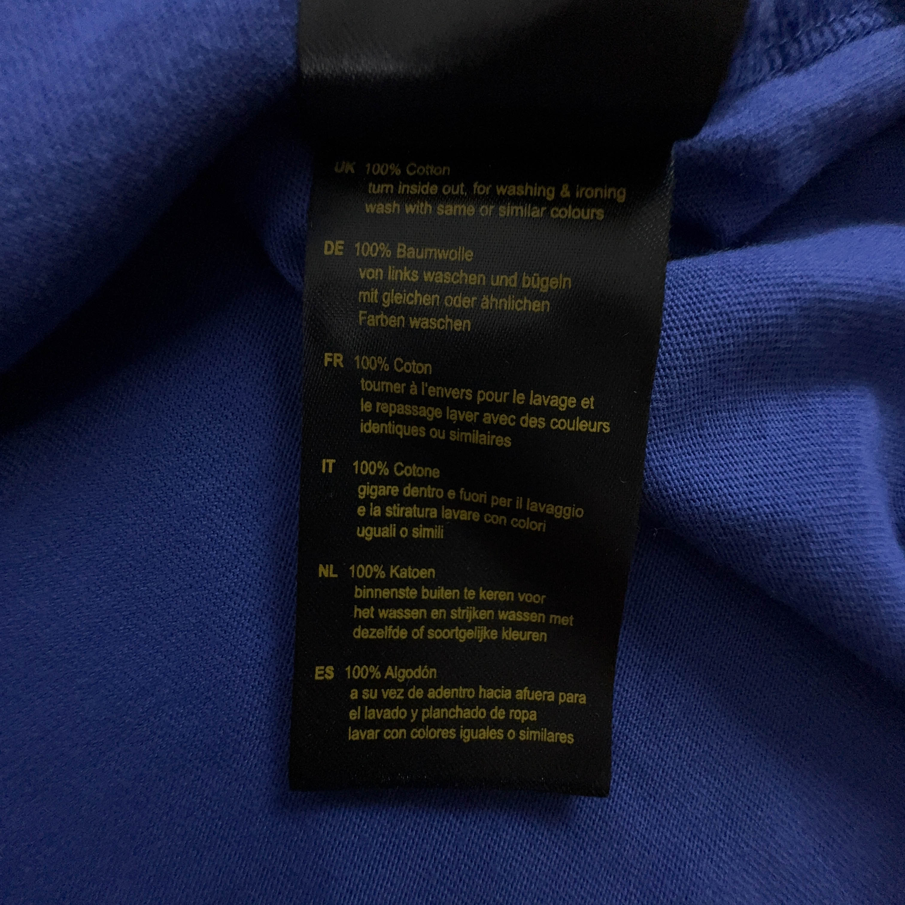 Alpha Industries Blue Crew Neck T-Shirt with Printed Logo - Men's Size L