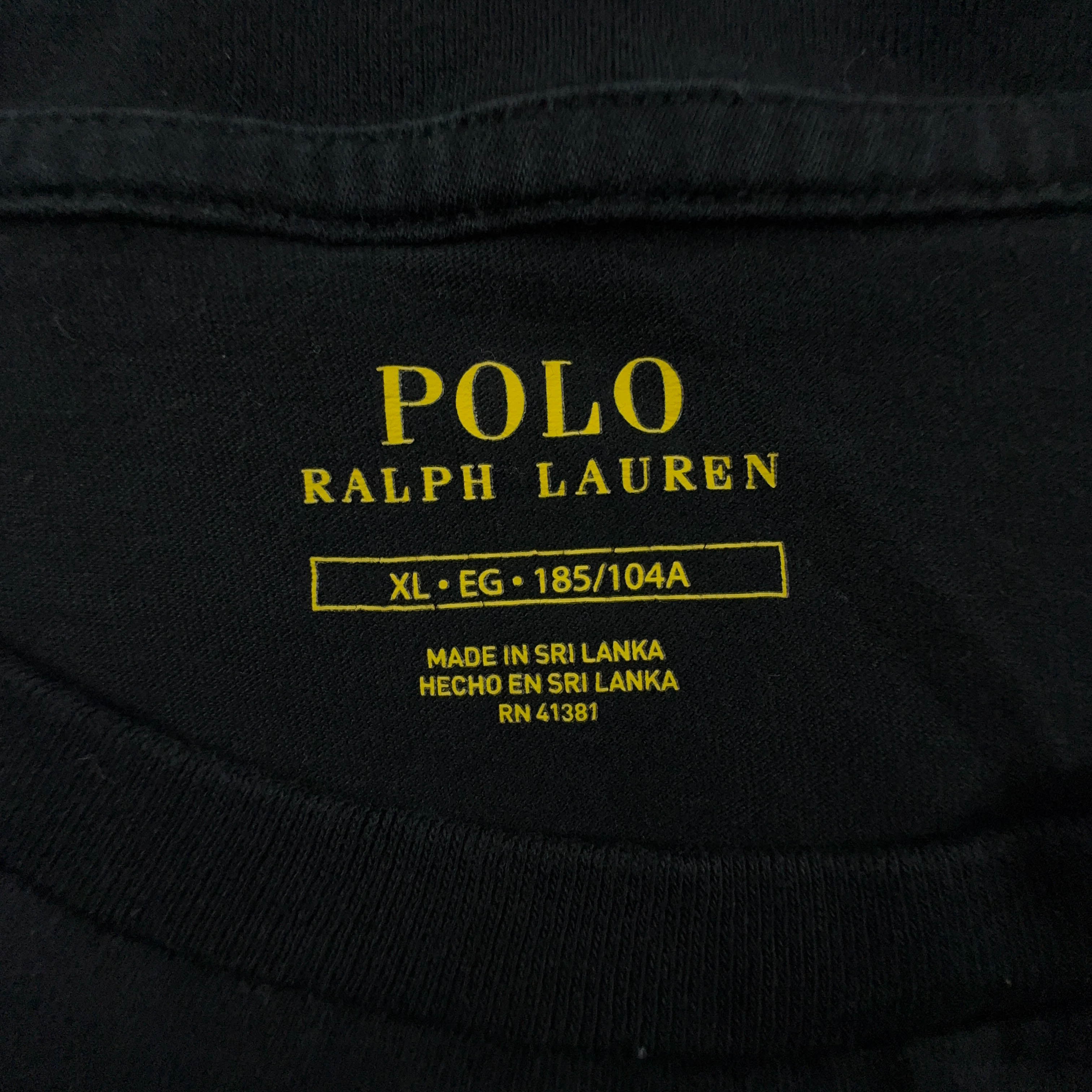 Ralph Lauren Solid Black Crew Neck T-Shirt - Size L 185 Men's