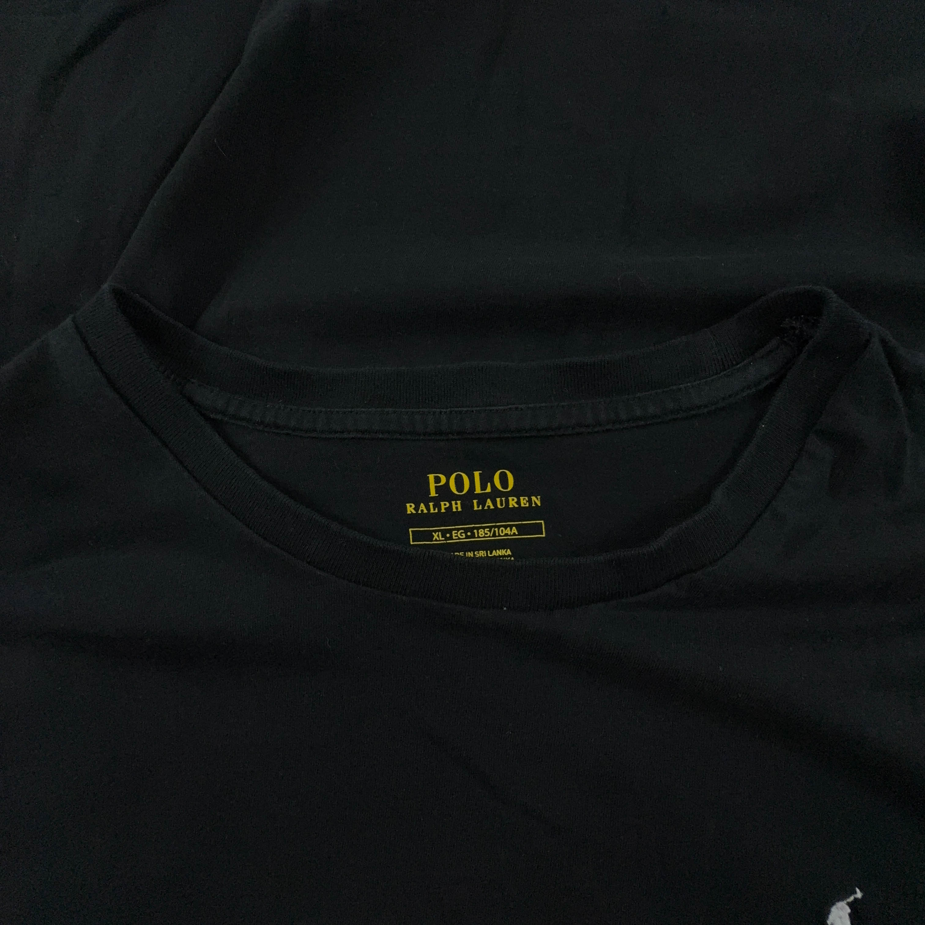 Ralph Lauren Solid Black Crew Neck T-Shirt - Size L 185 Men's