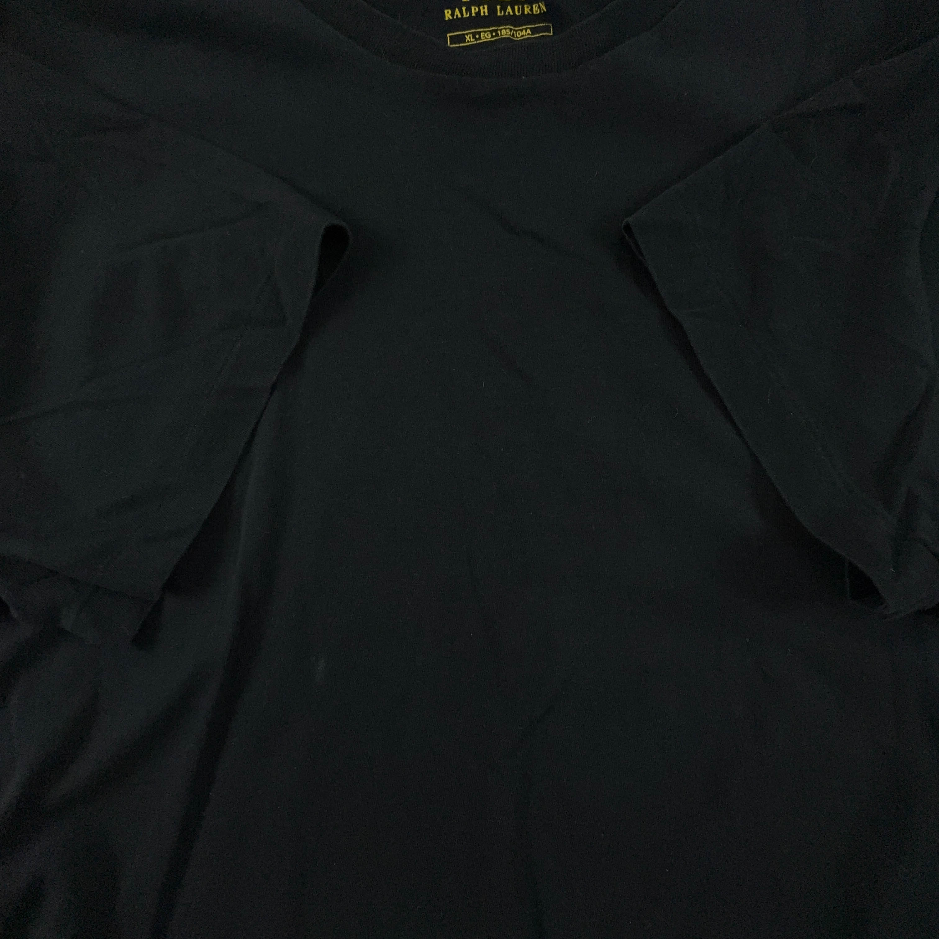 Ralph Lauren Solid Black Crew Neck T-Shirt - Size L 185 Men's