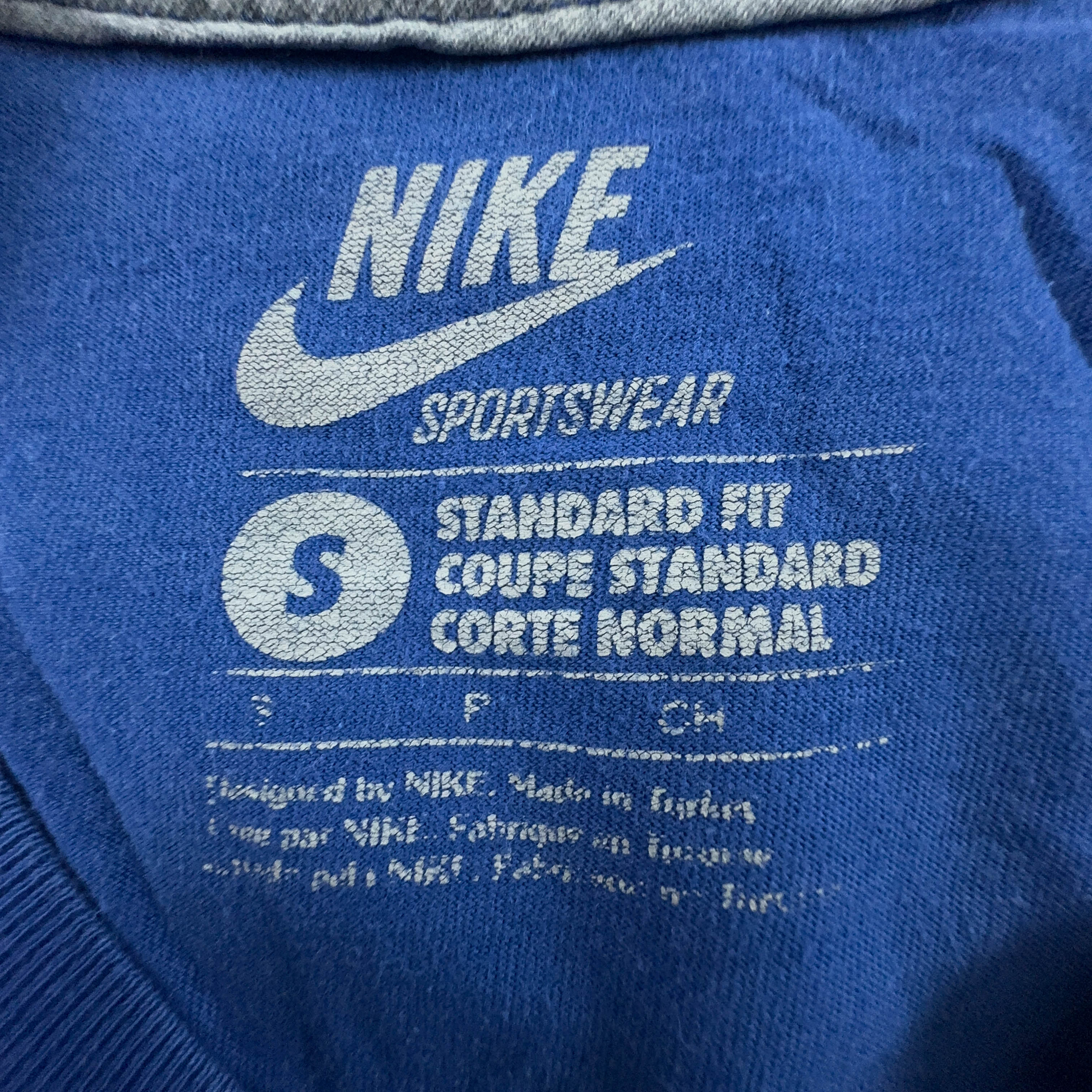 Nike Blue Crew Neck Printed T-Shirt - Men's Size S/M