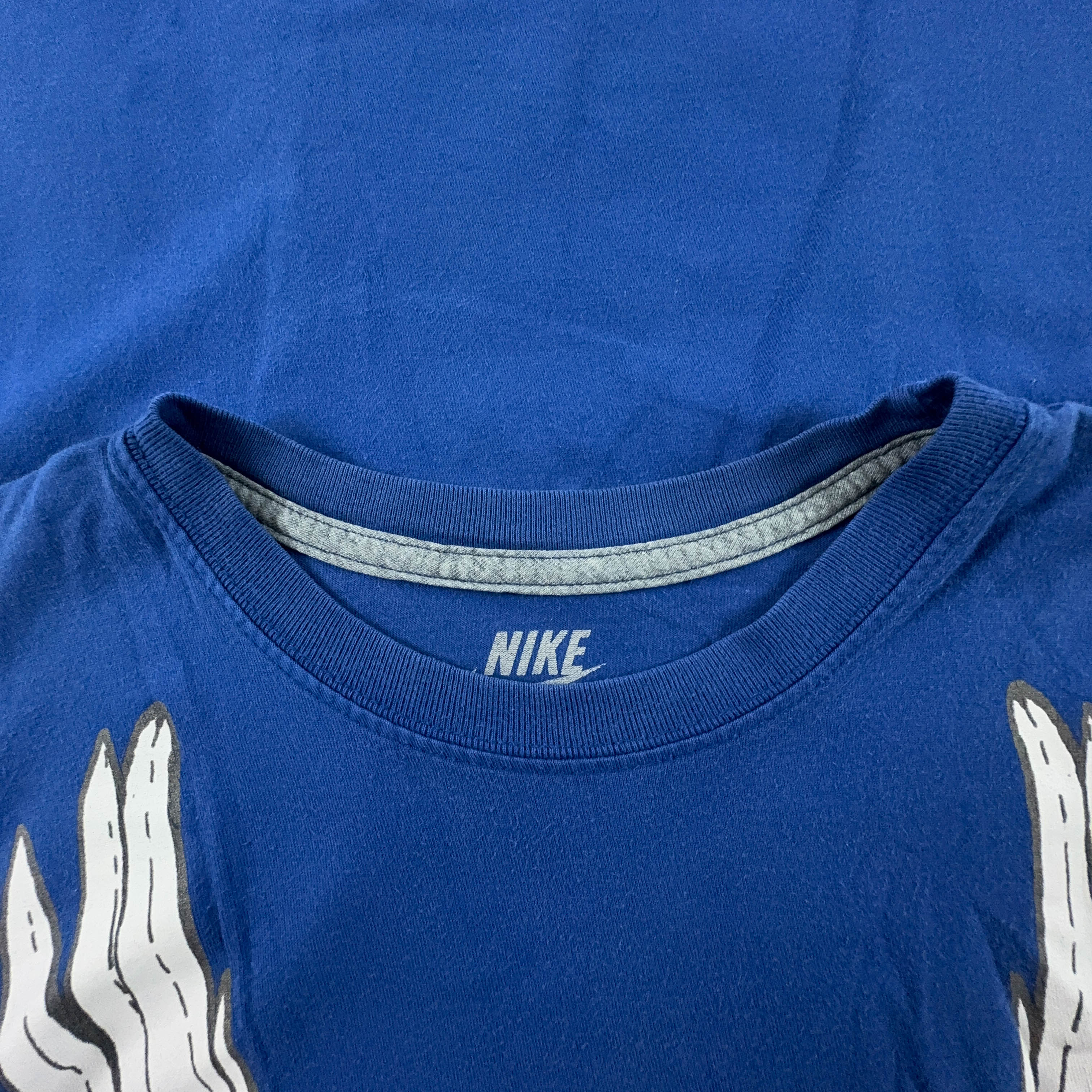 Nike Blue Crew Neck Printed T-Shirt - Men's Size S/M