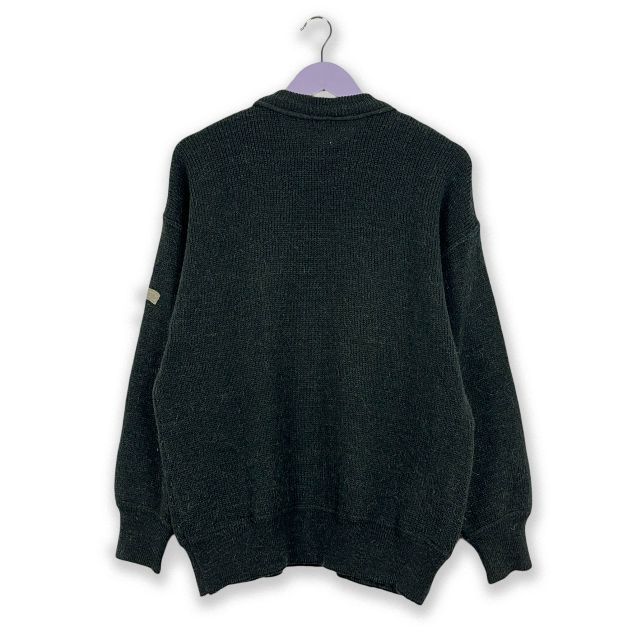 Adidas Vintage 50% Wool & Alpaca Grey & Red Patchwork 90s Sweater - Size 50 Men