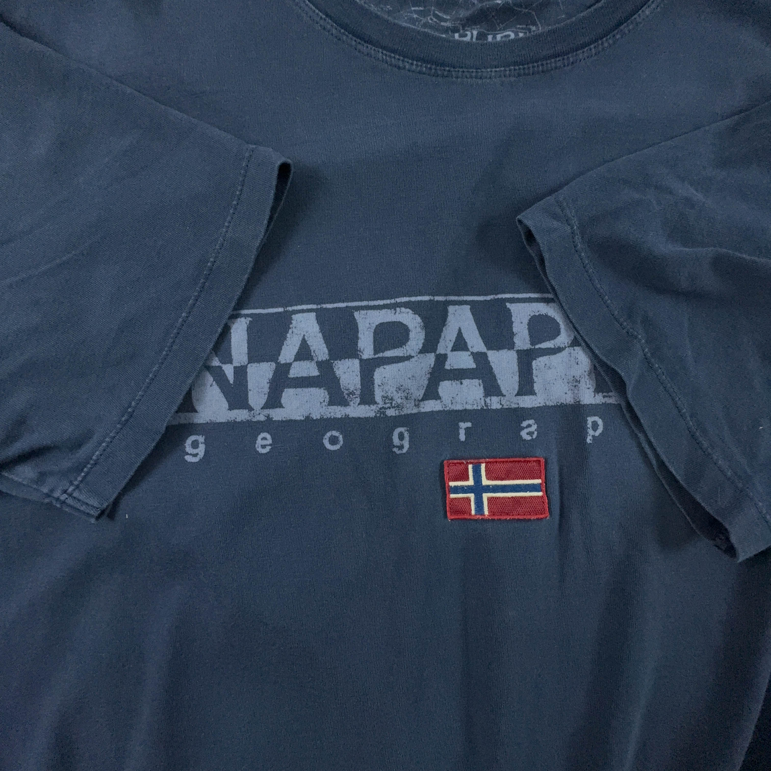 Napapijri Dark Blue Crew Neck Logo T-Shirt - Men's Size L/XL