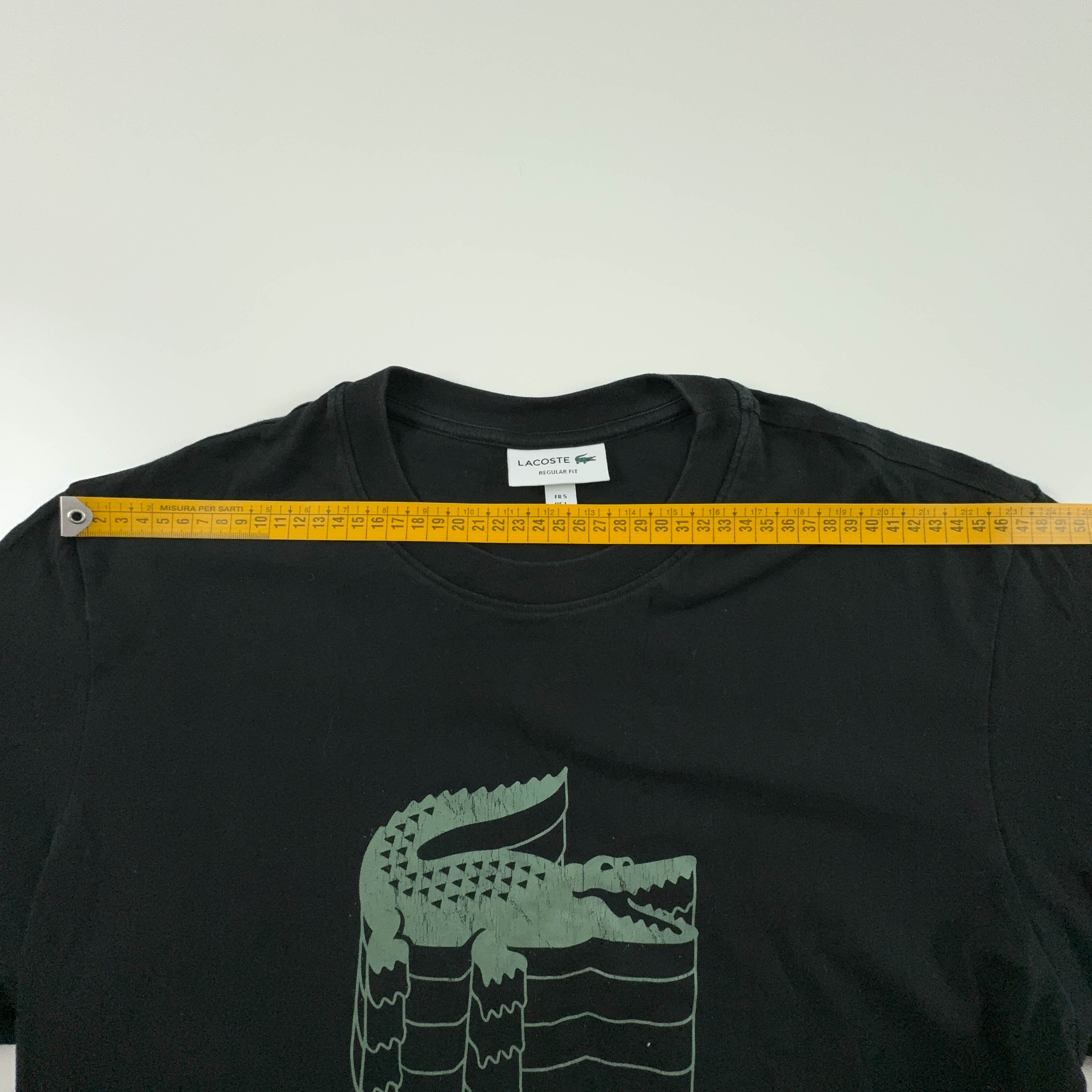 Lacoste black T-shirt with printed logo, regular fit, crew neck - Size 5 L men's