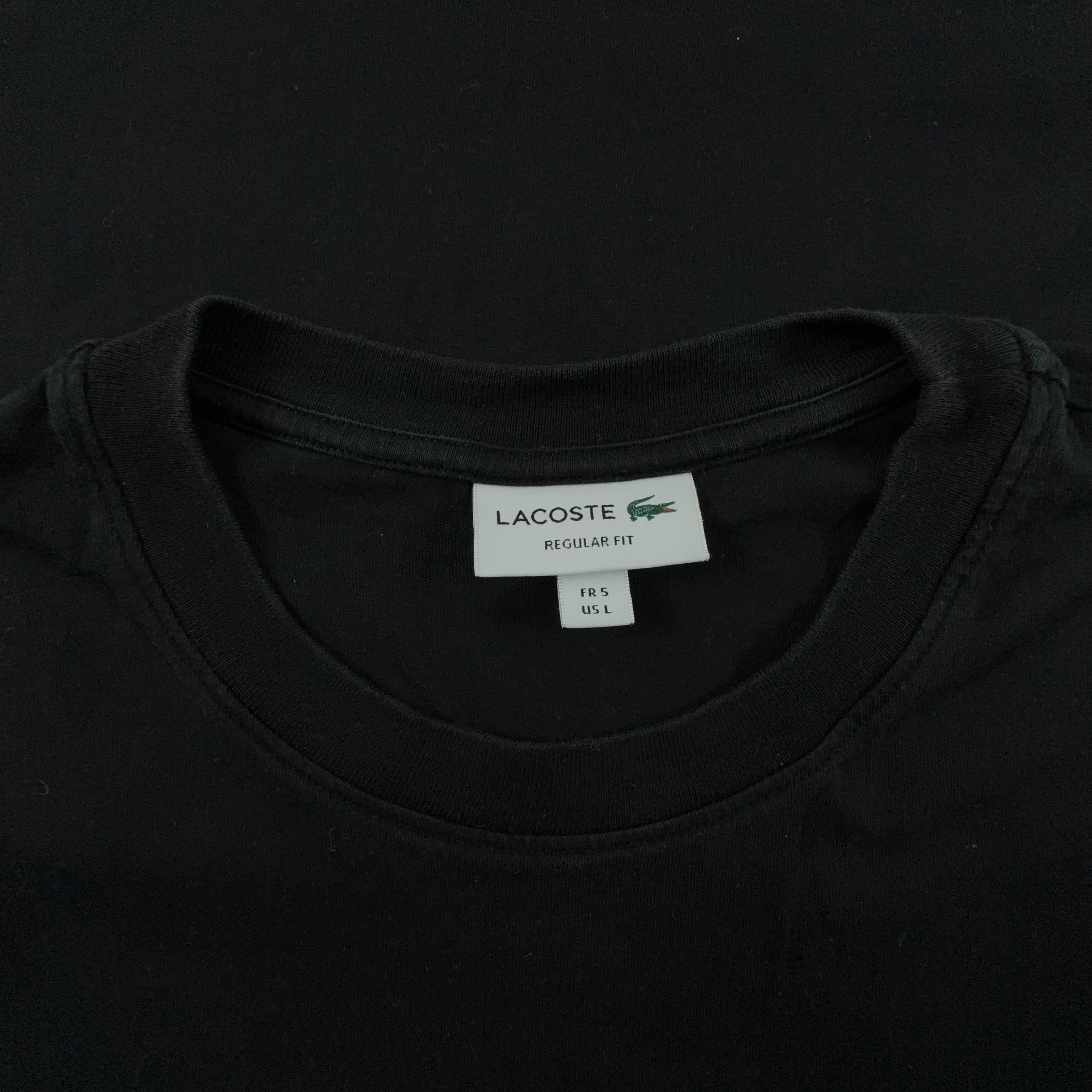 Lacoste black T-shirt with printed logo, regular fit, crew neck - Size 5 L men's