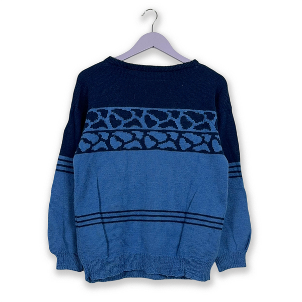 Light and dark blue Vintage crew neck wool blend sweater - Men's size M