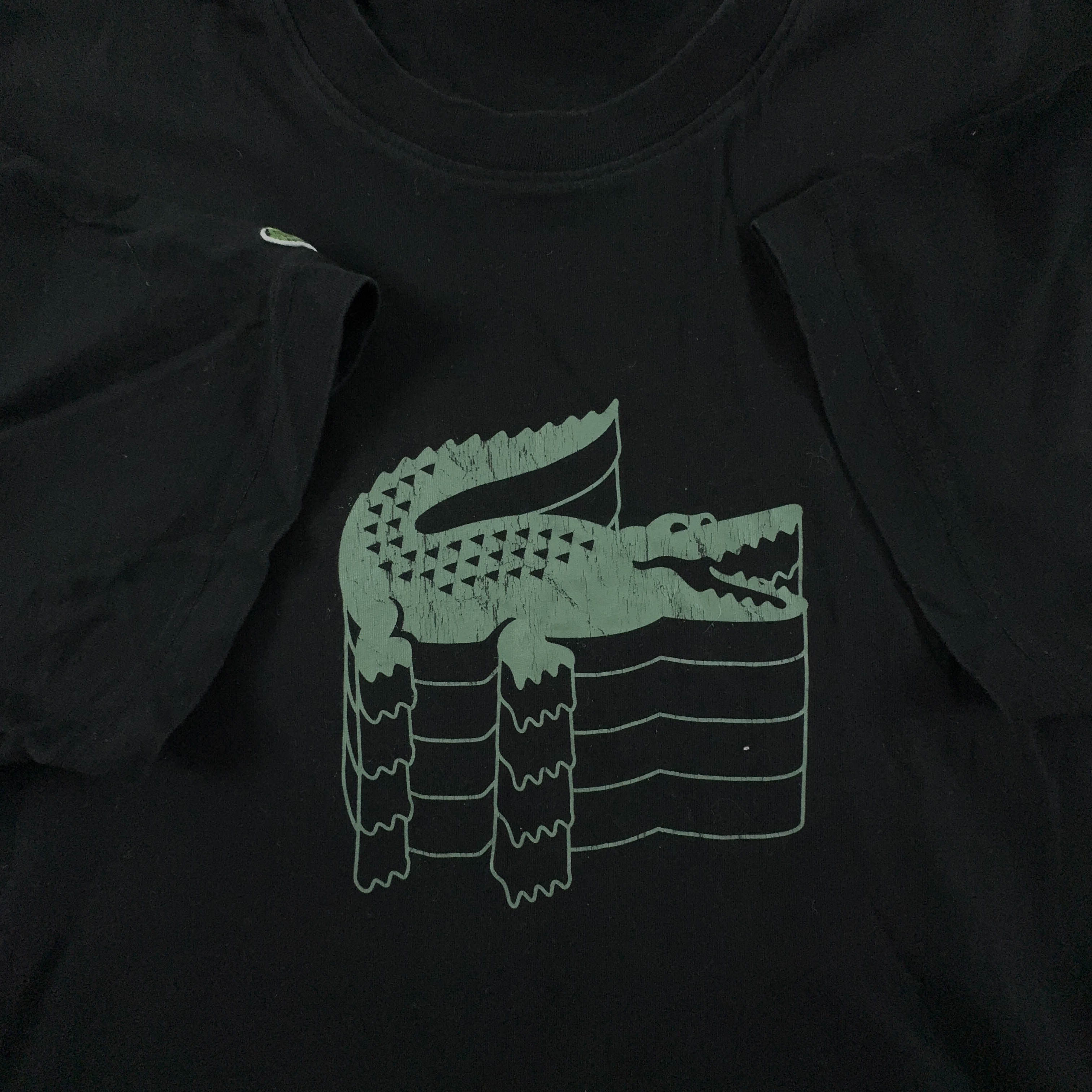 Lacoste black T-shirt with printed logo, regular fit, crew neck - Size 5 L men's