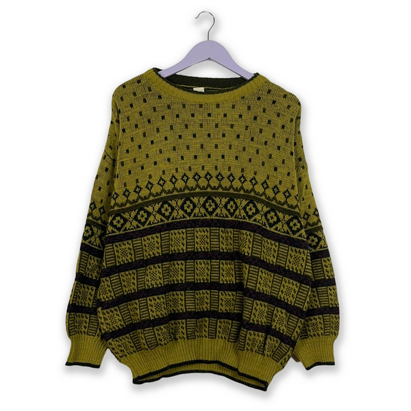 Vintage Wool Blend Crewneck Sweater Multicolor - Size D54 Men