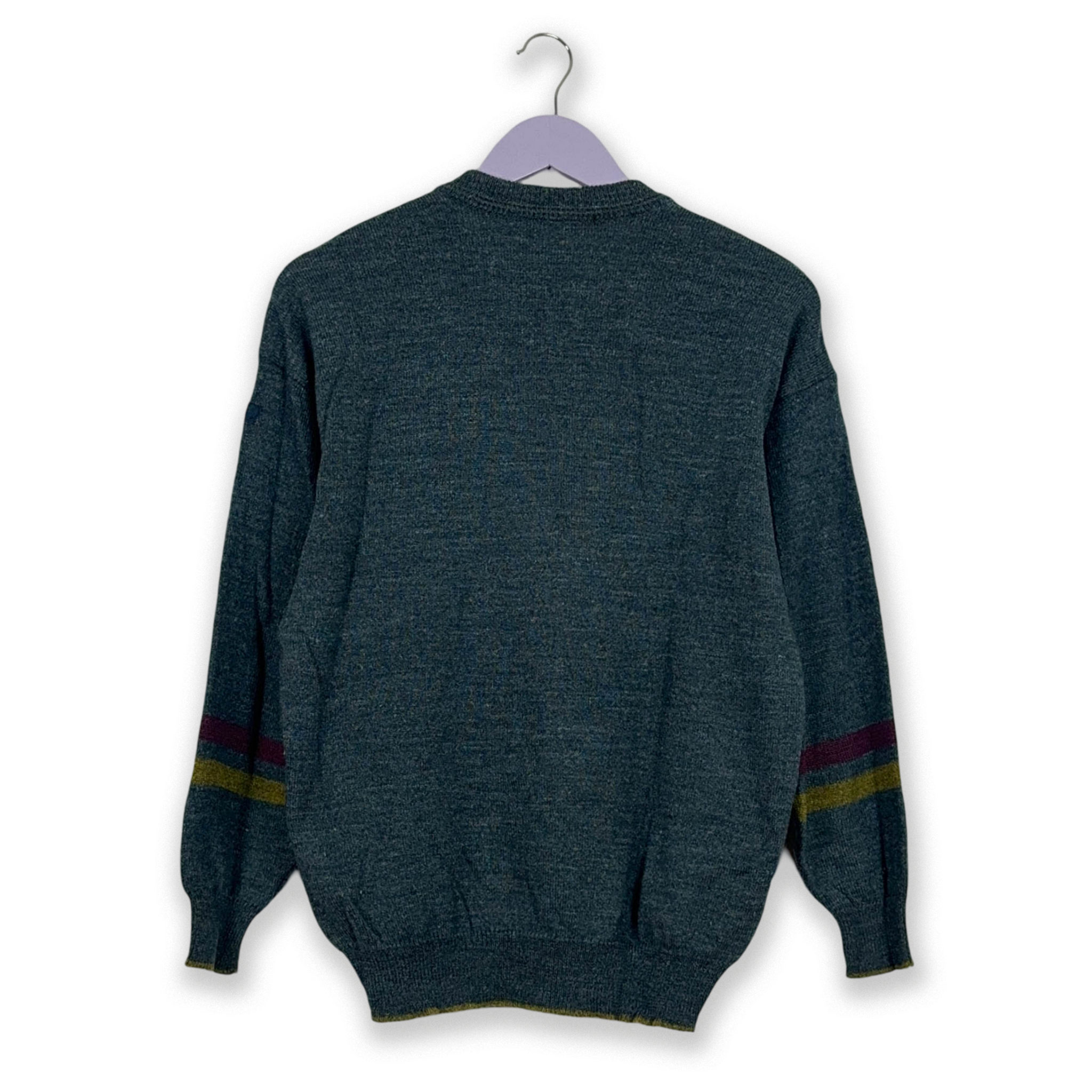 Vintage Blue V-Neck Design Sweater - Size 48 Men