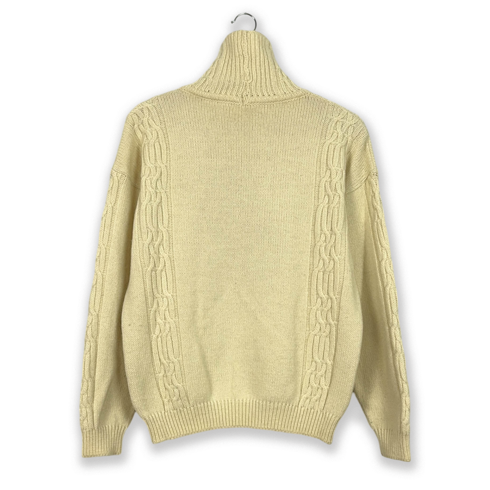 Vintage 50% wool cream turtleneck sweater with embroidery - Size M men