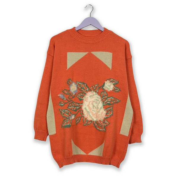 Vintage 50% wool coral pink crew neck sweater - Size L men