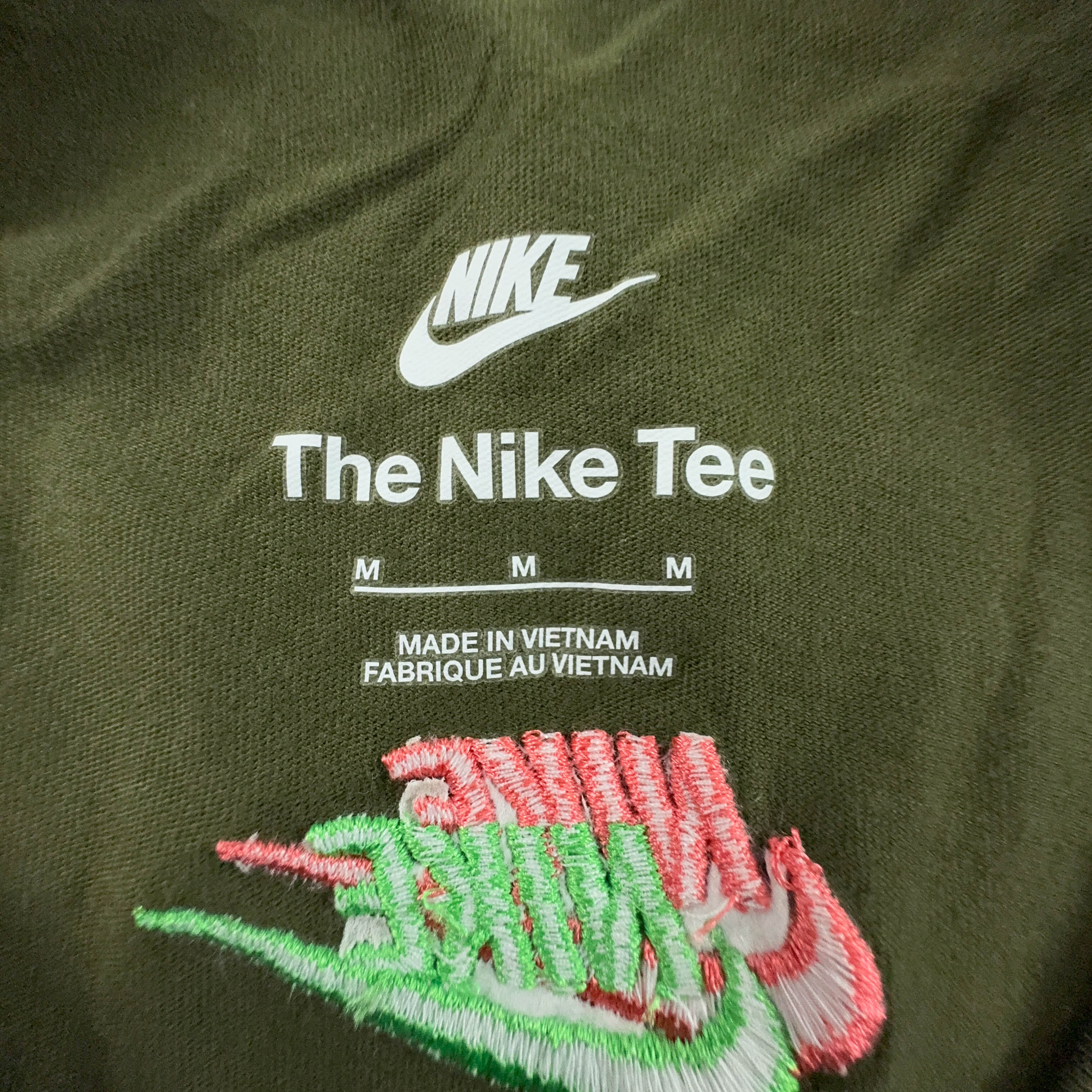 Forest Green Nike Crew Neck T-Shirt with Embroidered Logos - Men's Size M/L