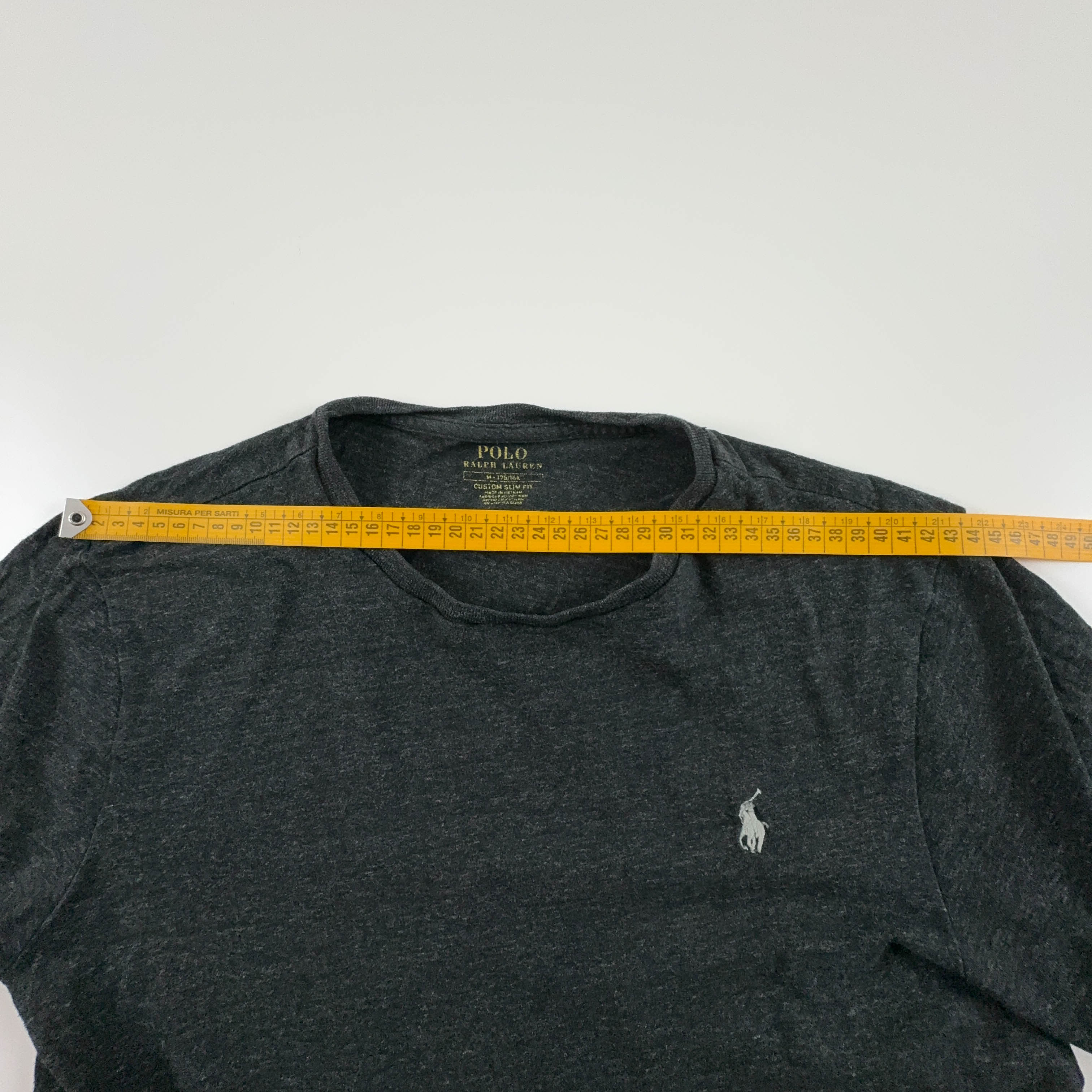 Ralph Lauren Dark Gray Solid Crew Neck Custom Slim Fit T-Shirt - Size M