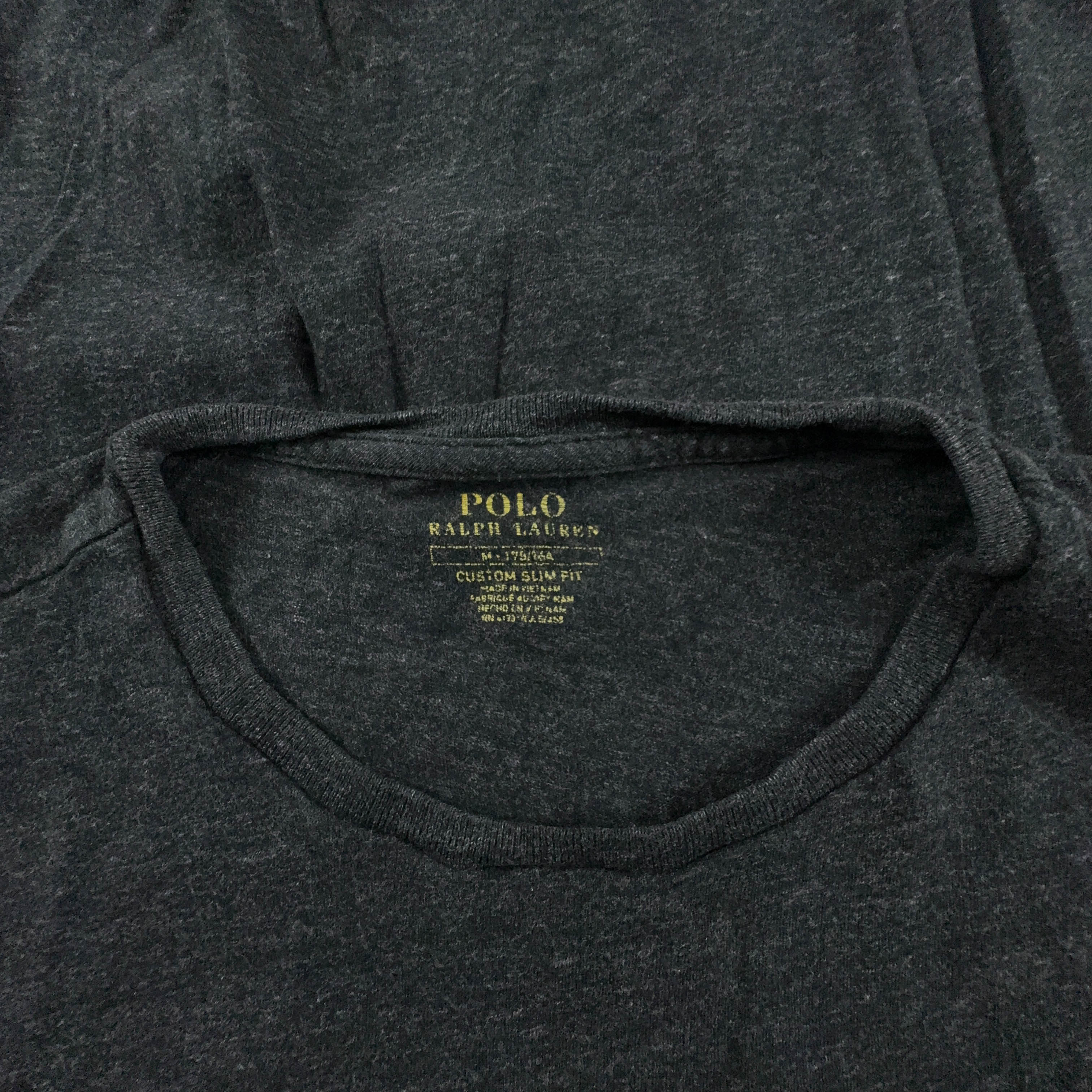 Ralph Lauren Dark Gray Solid Crew Neck Custom Slim Fit T-Shirt - Size M