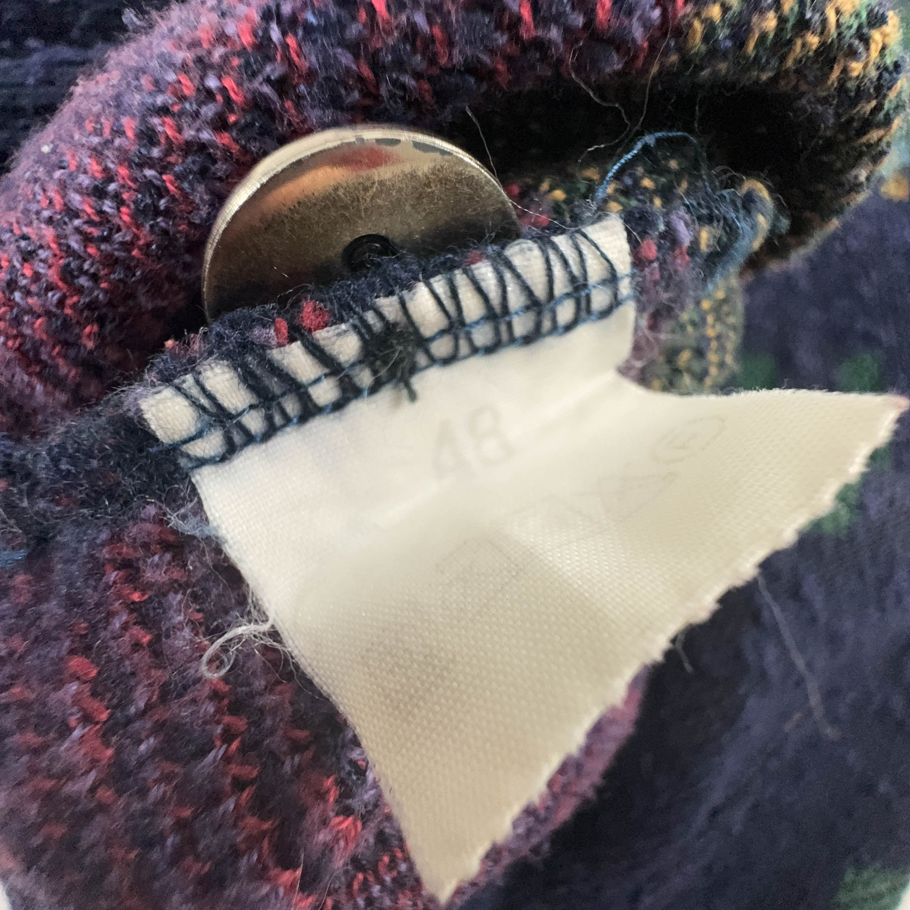 Vintage Blue Cardigan 50% Cotton Geometric Pattern with Buttons - Size M/L Men