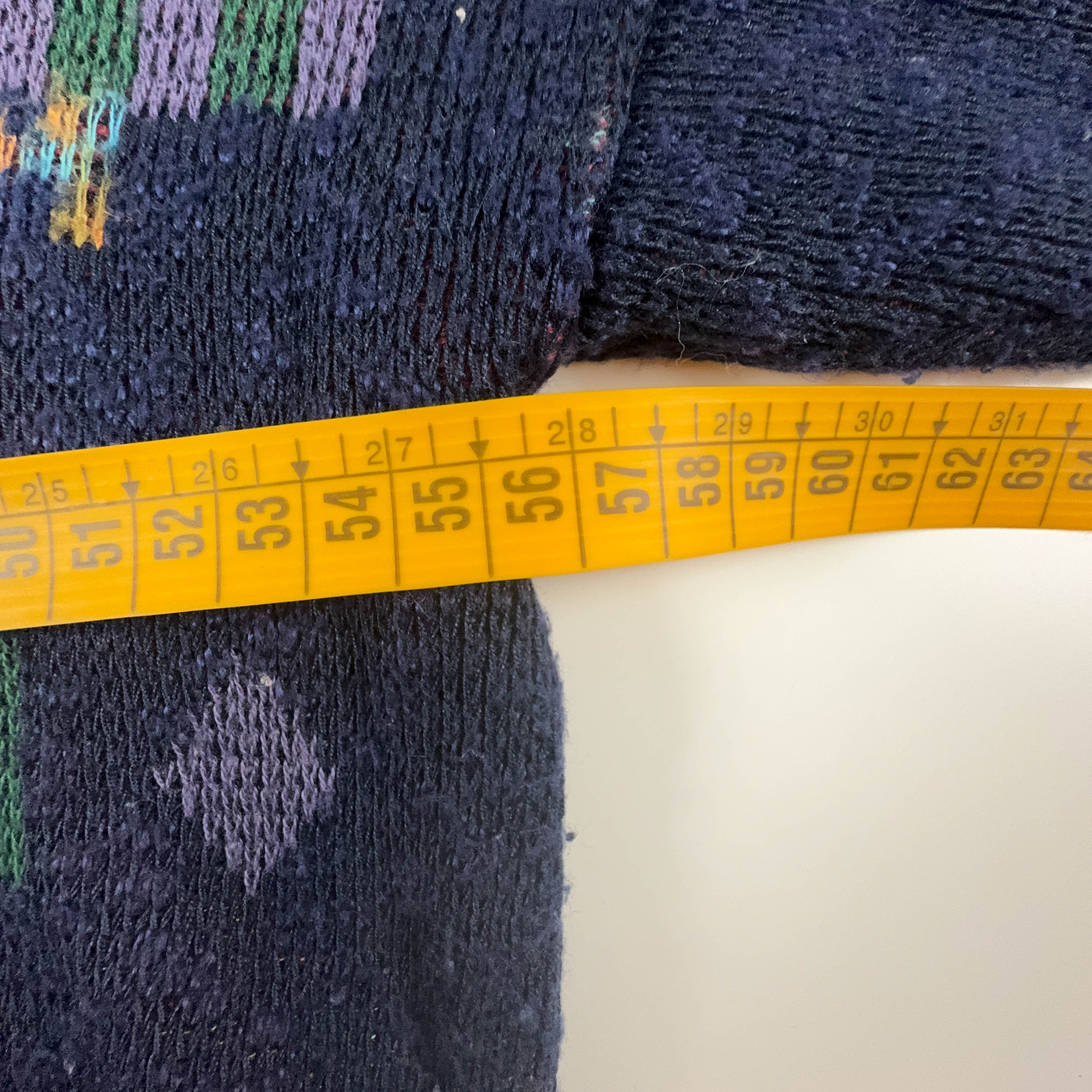 Vintage Blue Cardigan 50% Cotton Geometric Pattern with Buttons - Size M/L Men