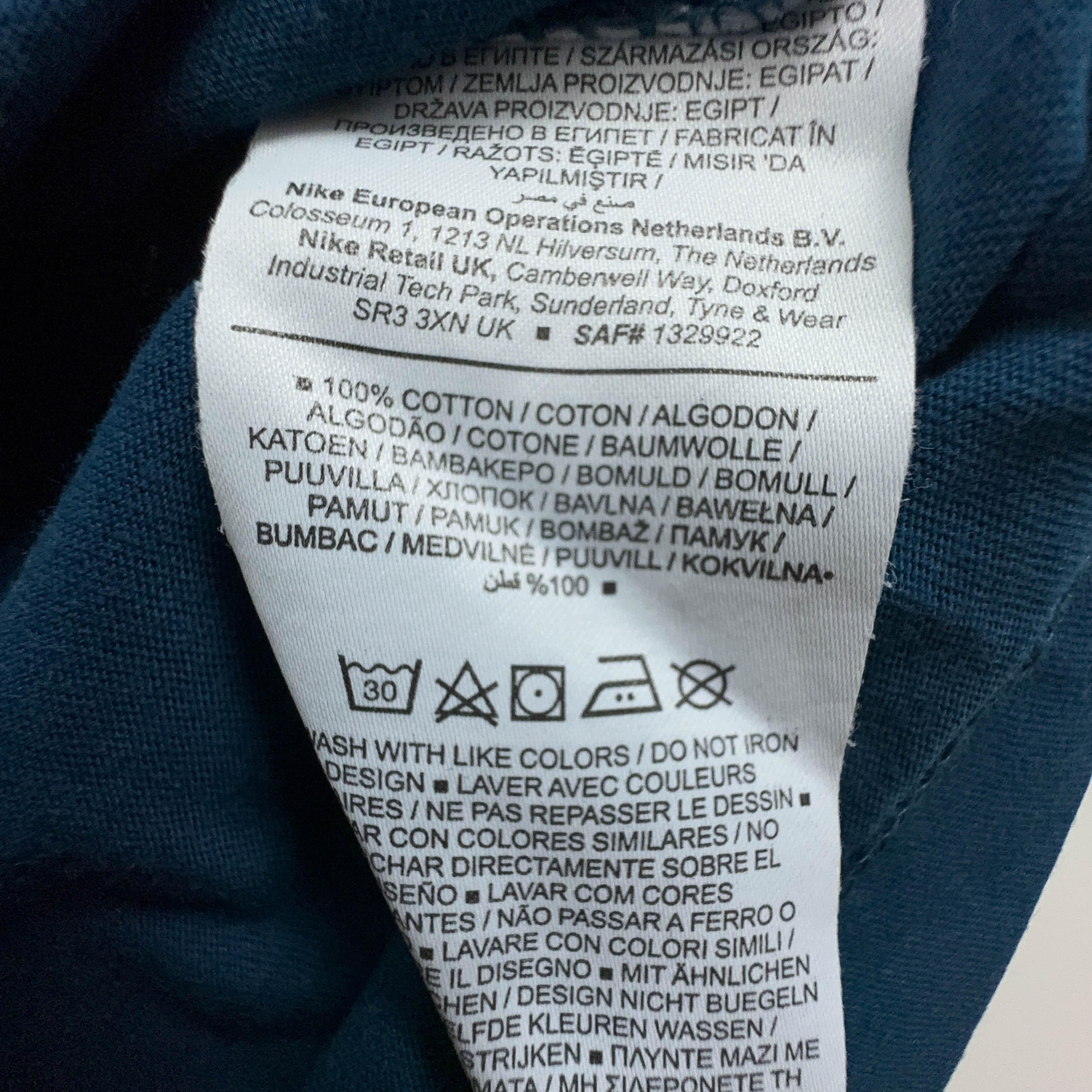 Nike Blue Crew Neck Printed T-Shirt - Men's Size M