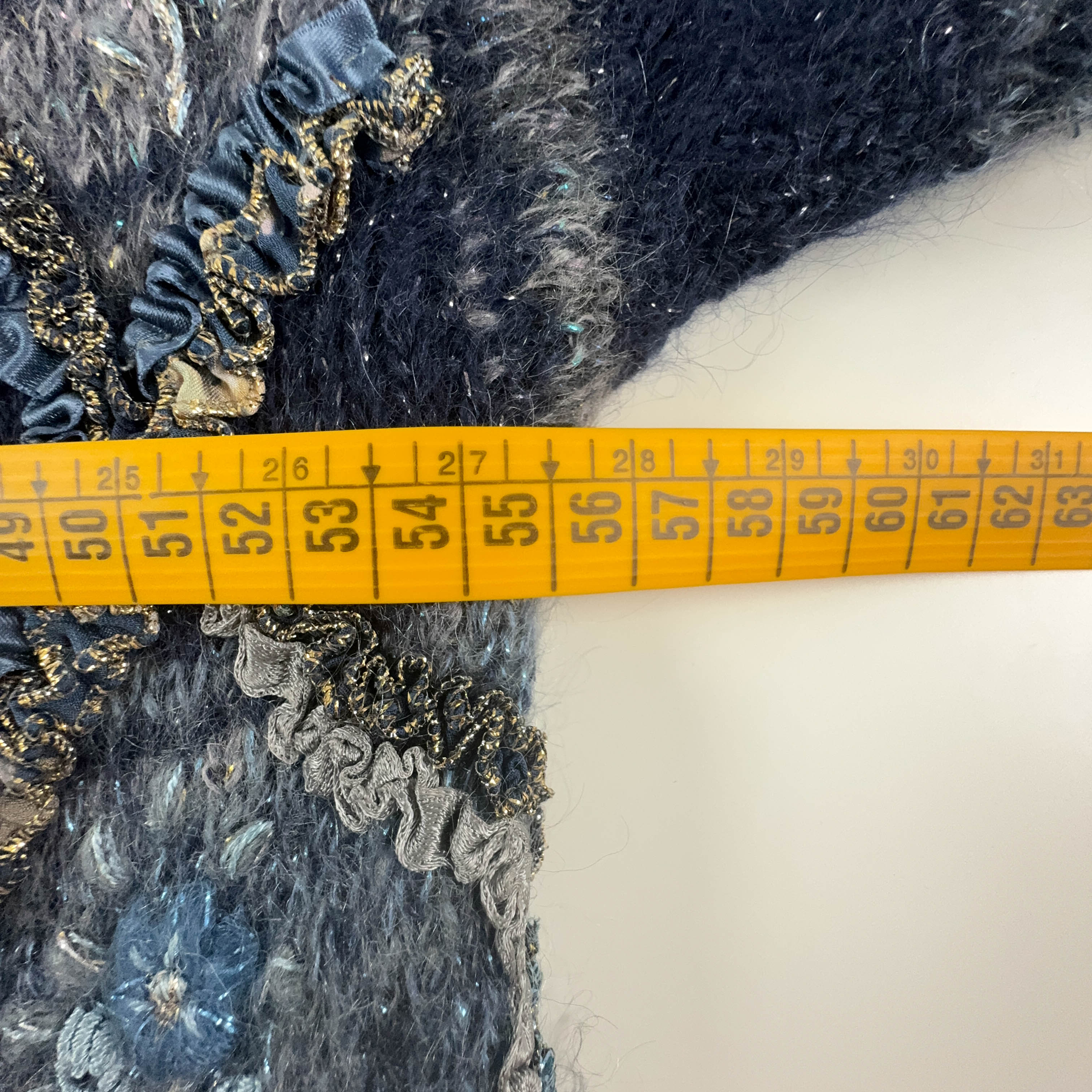 Vintage 100% Wool Handmade Blue Cardigan with Buttons - Size L/XL Women