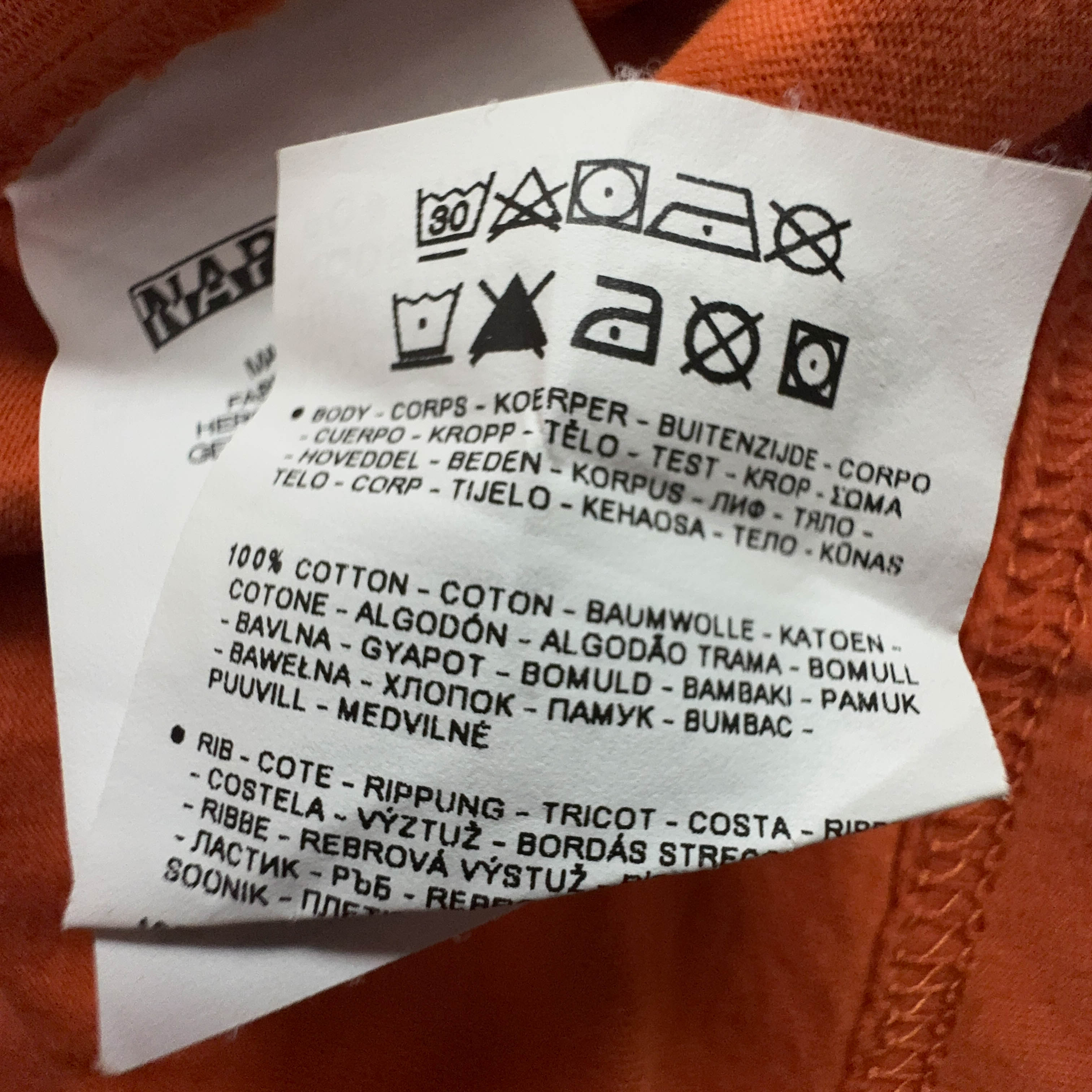 Napapijri Orange Crew Neck T-Shirt - Men's Size XL