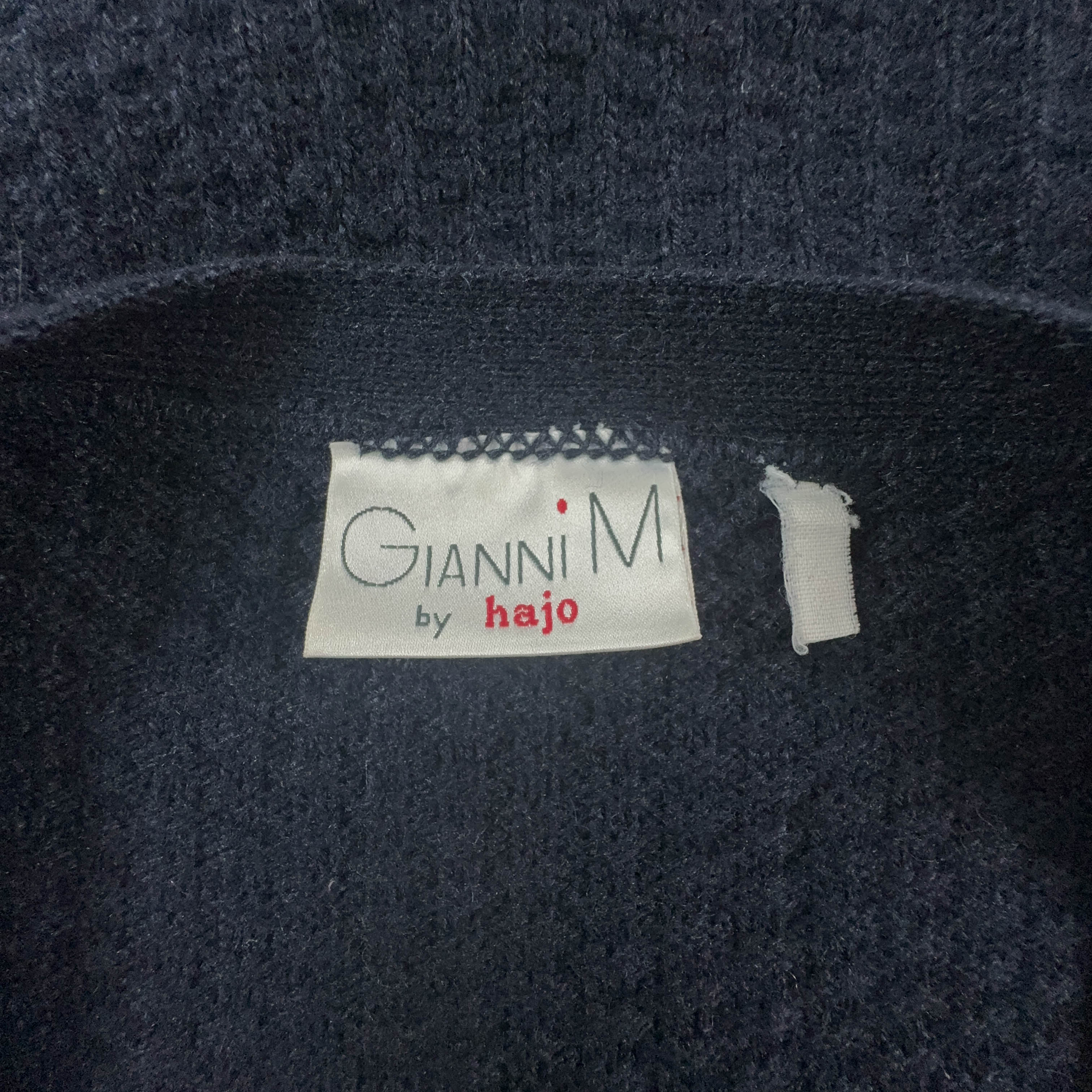 Vintage Blue Geometric Pattern Cardigan 50% Wool with Buttons - Size XL Men