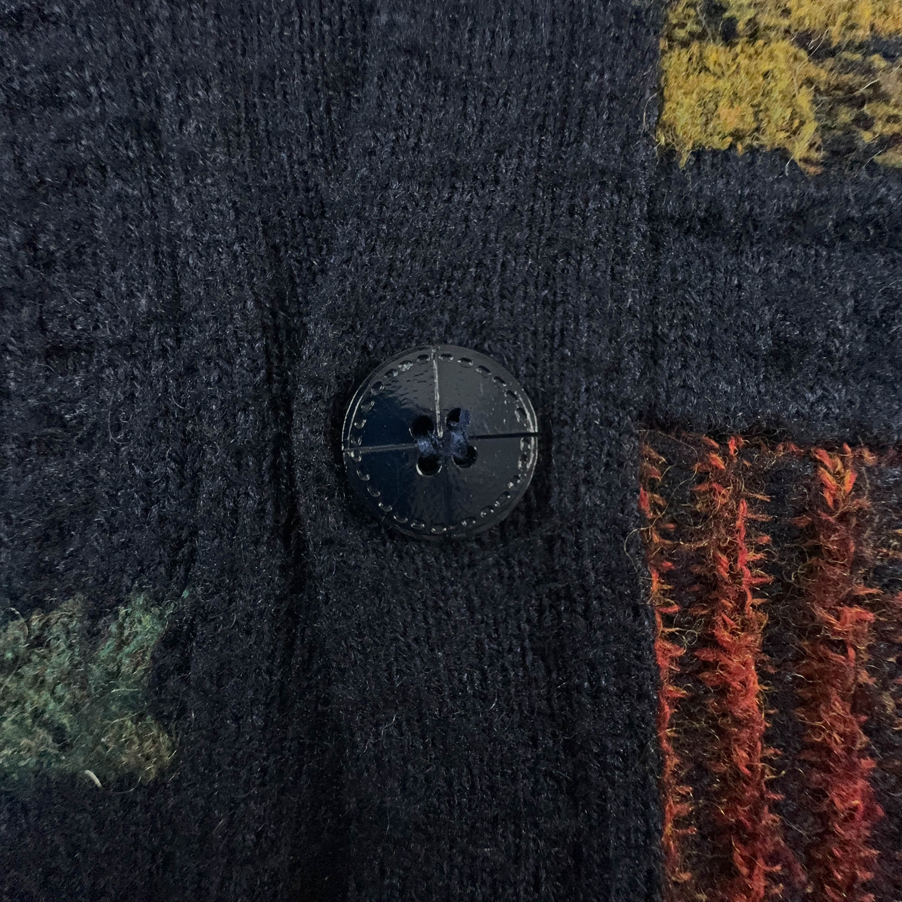 Vintage Blue Geometric Pattern Cardigan 50% Wool with Buttons - Size XL Men