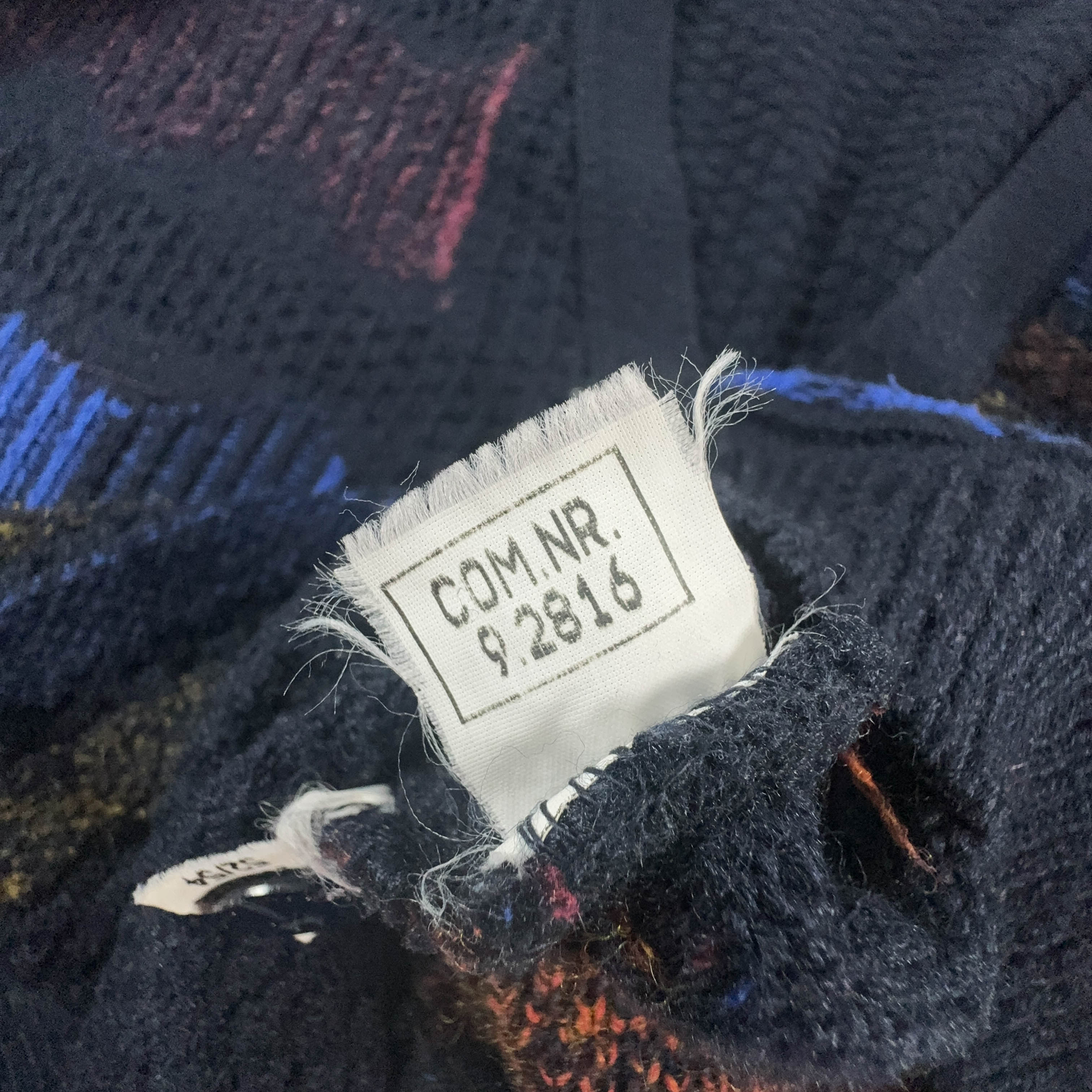 Vintage Blue Geometric Pattern Cardigan 50% Wool with Buttons - Size XL Men