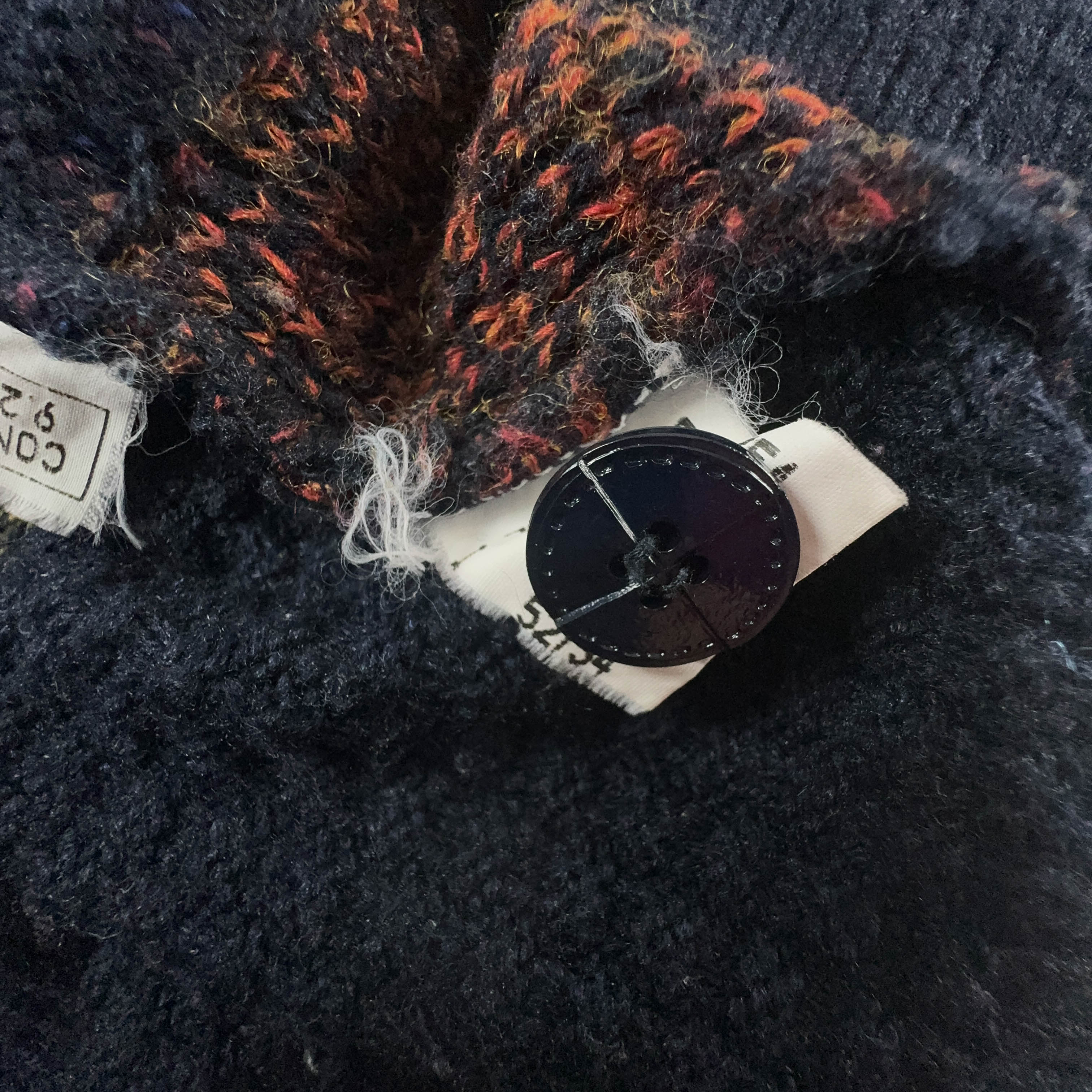 Vintage Blue Geometric Pattern Cardigan 50% Wool with Buttons - Size XL Men