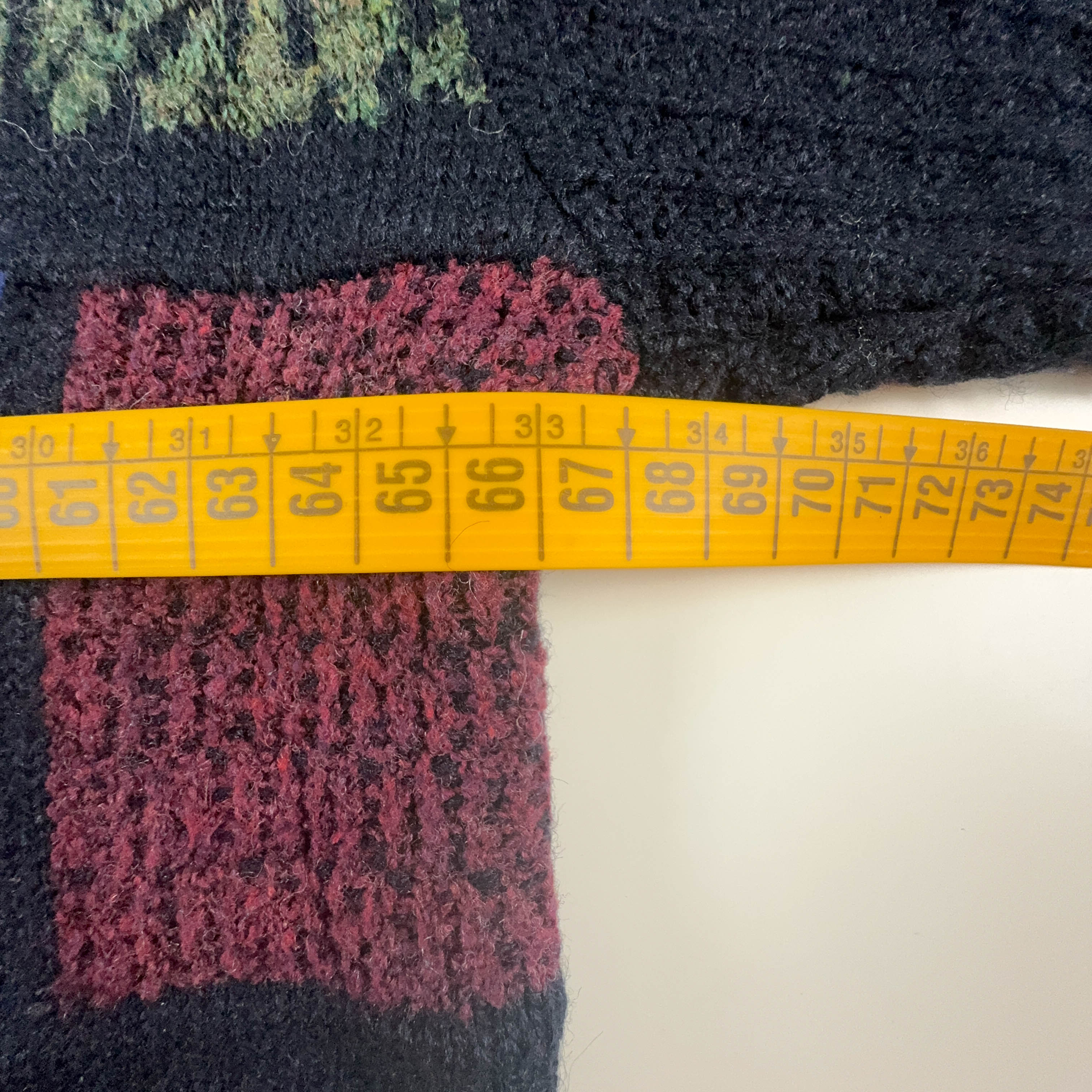 Vintage Blue Geometric Pattern Cardigan 50% Wool with Buttons - Size XL Men