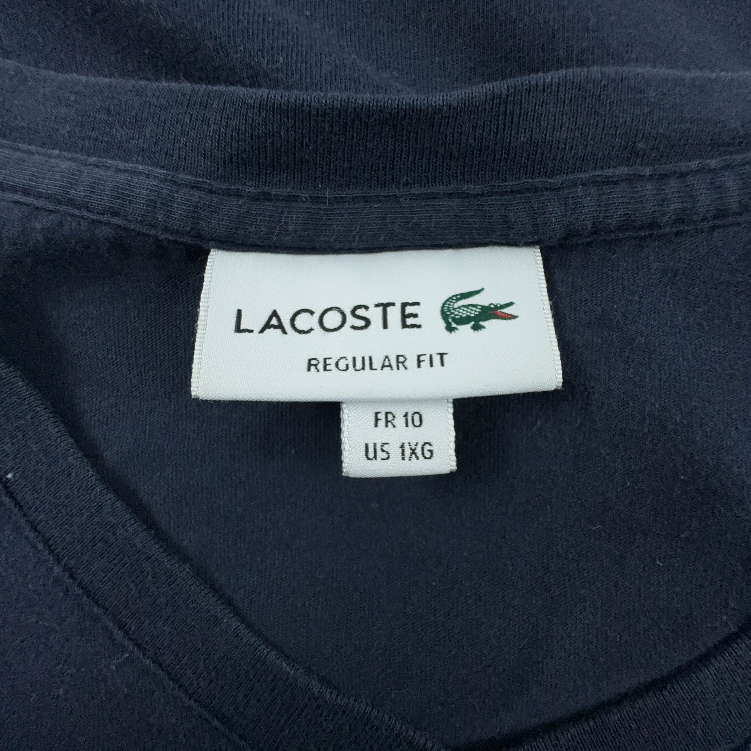 Lacoste Regular Fit Crew Neck Dark Blue T-Shirt - Men's Size 10