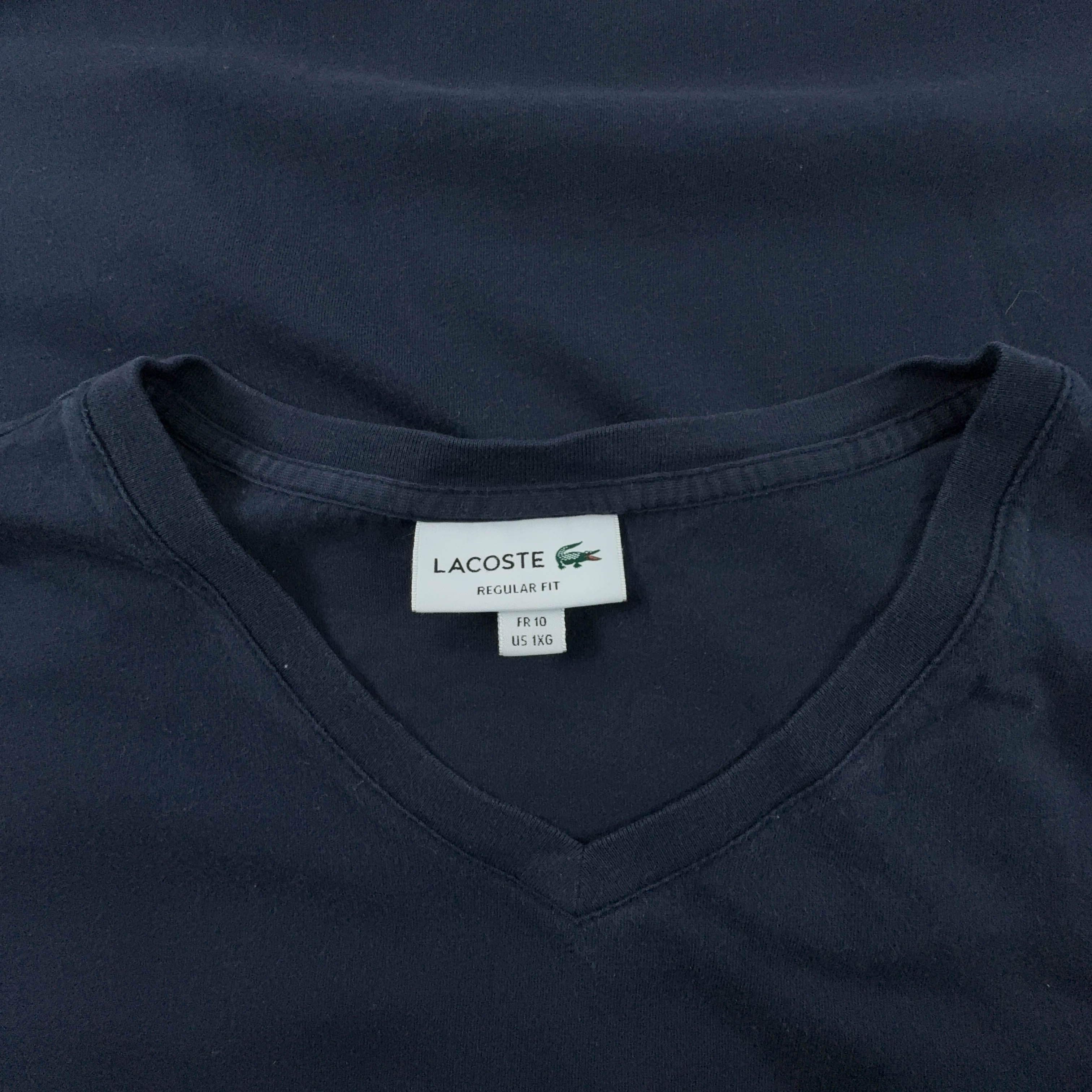 Lacoste Regular Fit Crew Neck Dark Blue T-Shirt - Men's Size 10