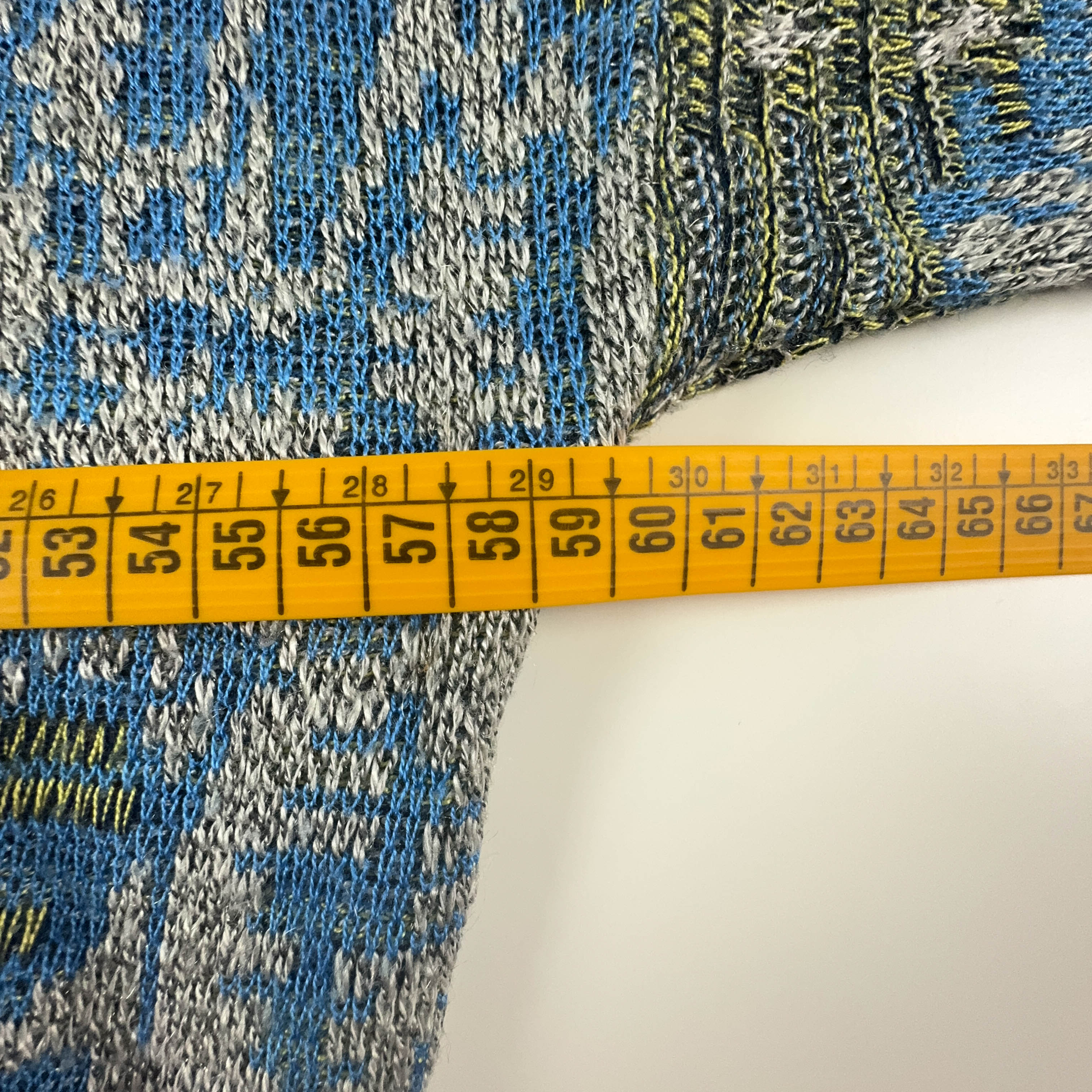 Vintage blue and green patterned crew neck sweater 50% cotton - Size 54 men