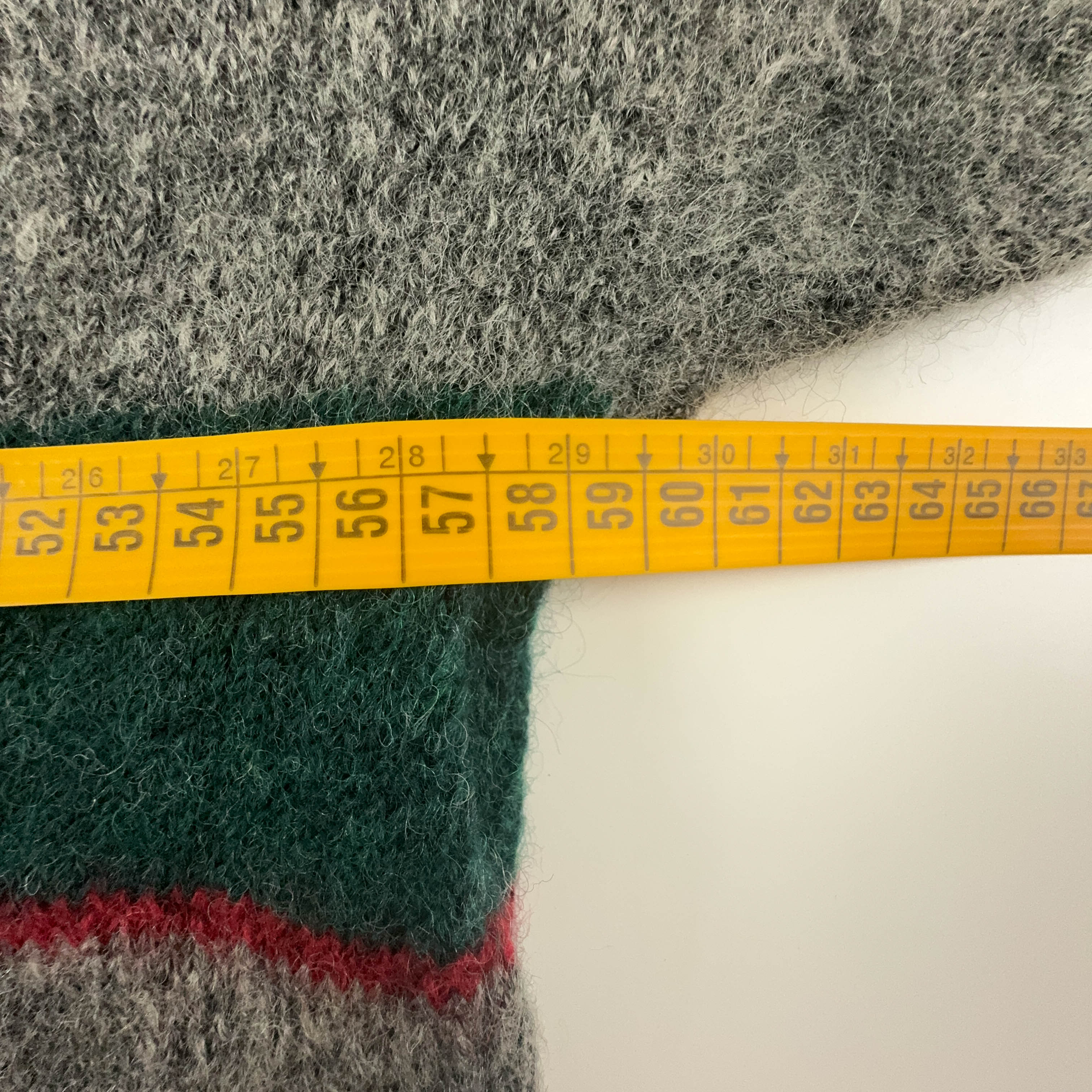 Belfe Vintage 90% wool and mohair grey with green stripes crew neck sweater - Size L men