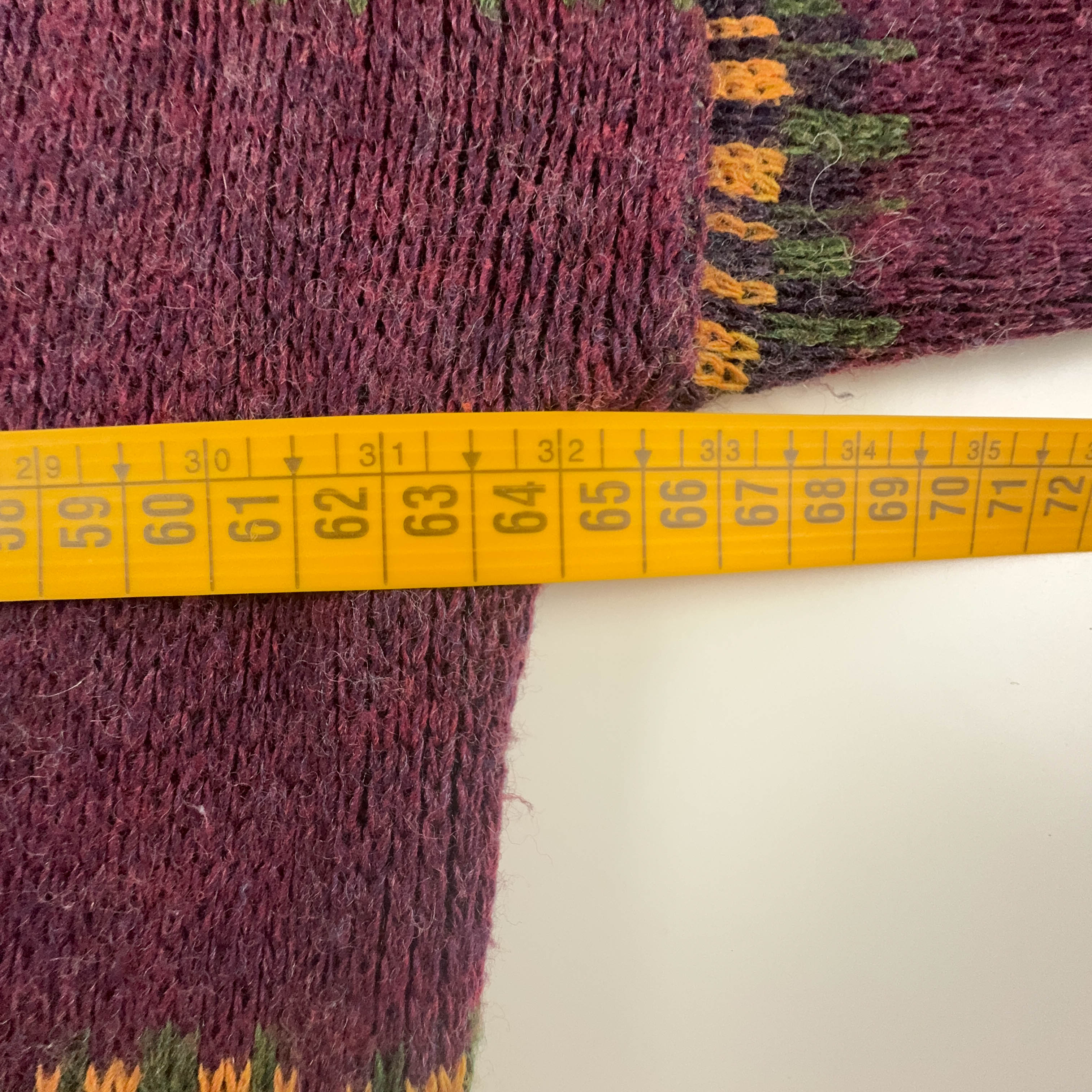 Vintage Cardigan Wool Blend Burgundy Geometric Pattern with Buttons - Size L/XL Men