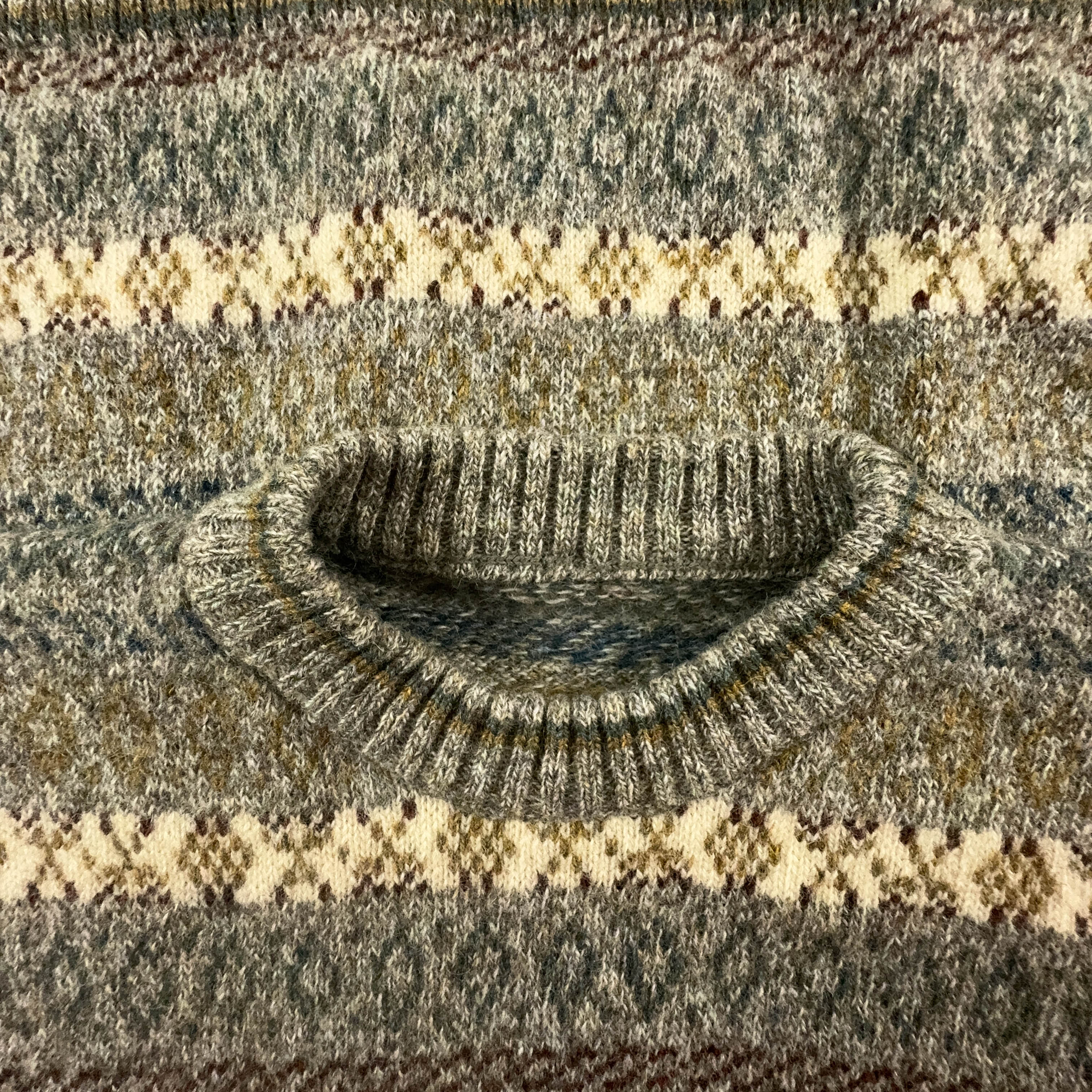 Vintage 100% wool grey geometric pattern crew neck sweater - Size L men