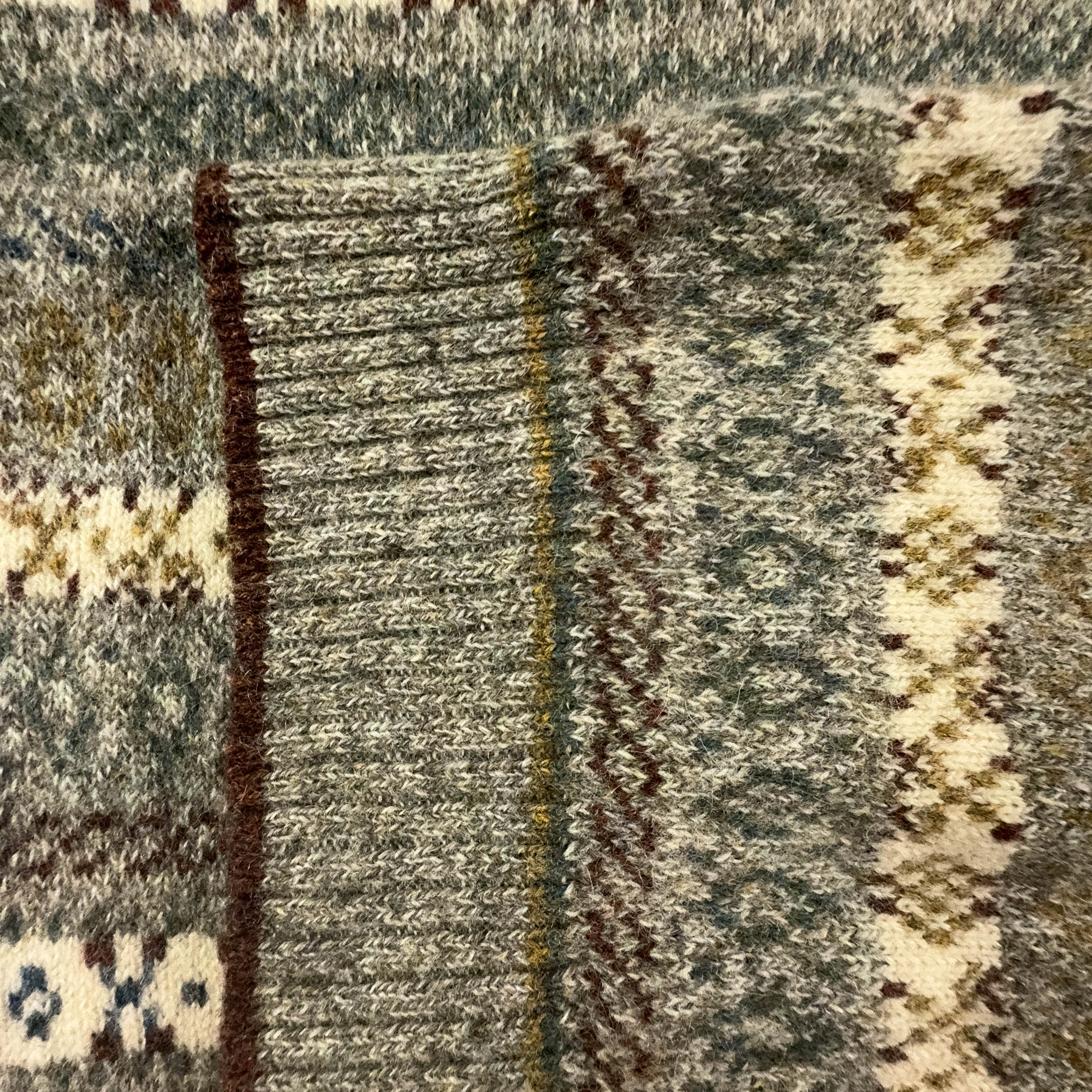 Vintage 100% wool grey geometric pattern crew neck sweater - Size L men