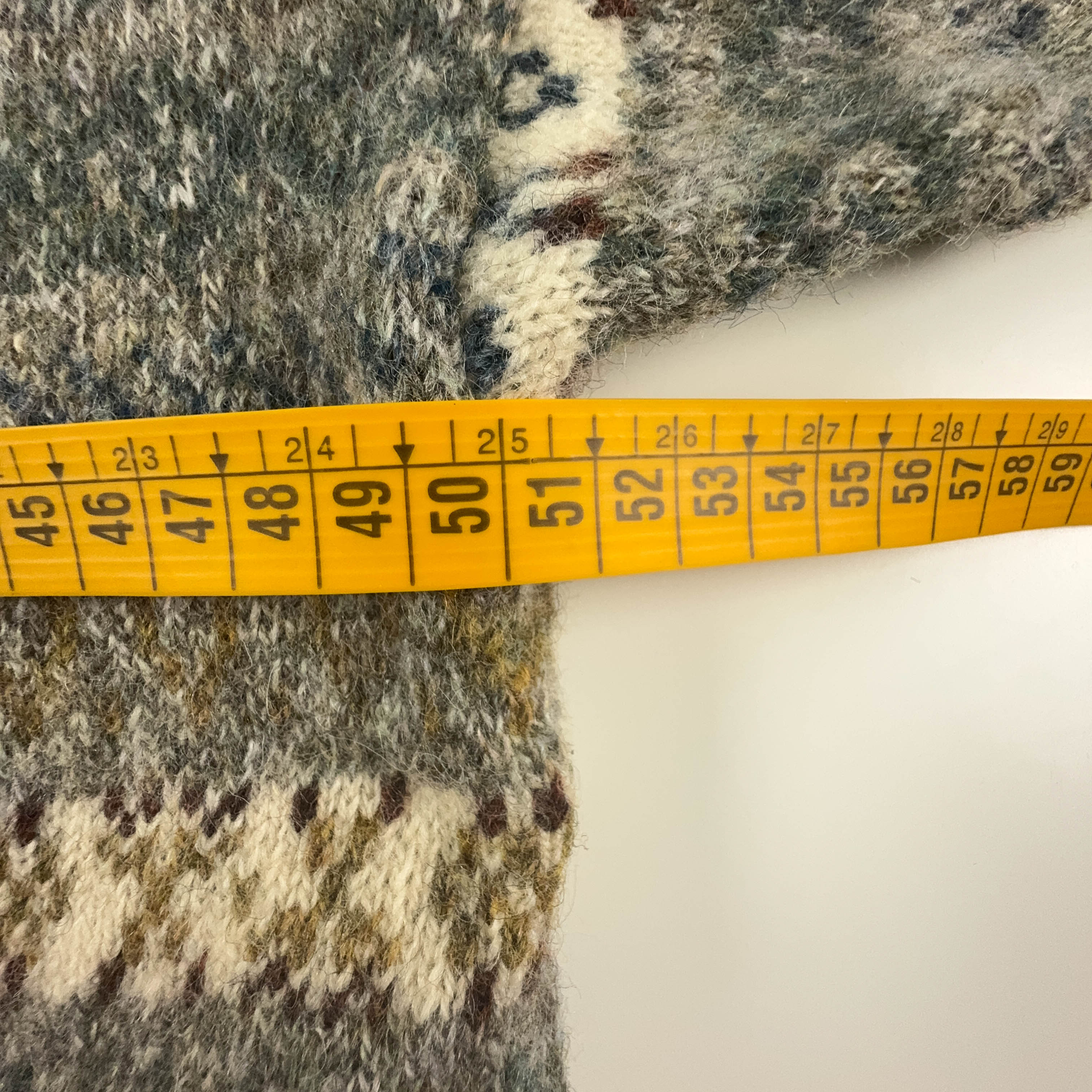 Vintage 100% wool grey geometric pattern crew neck sweater - Size L men