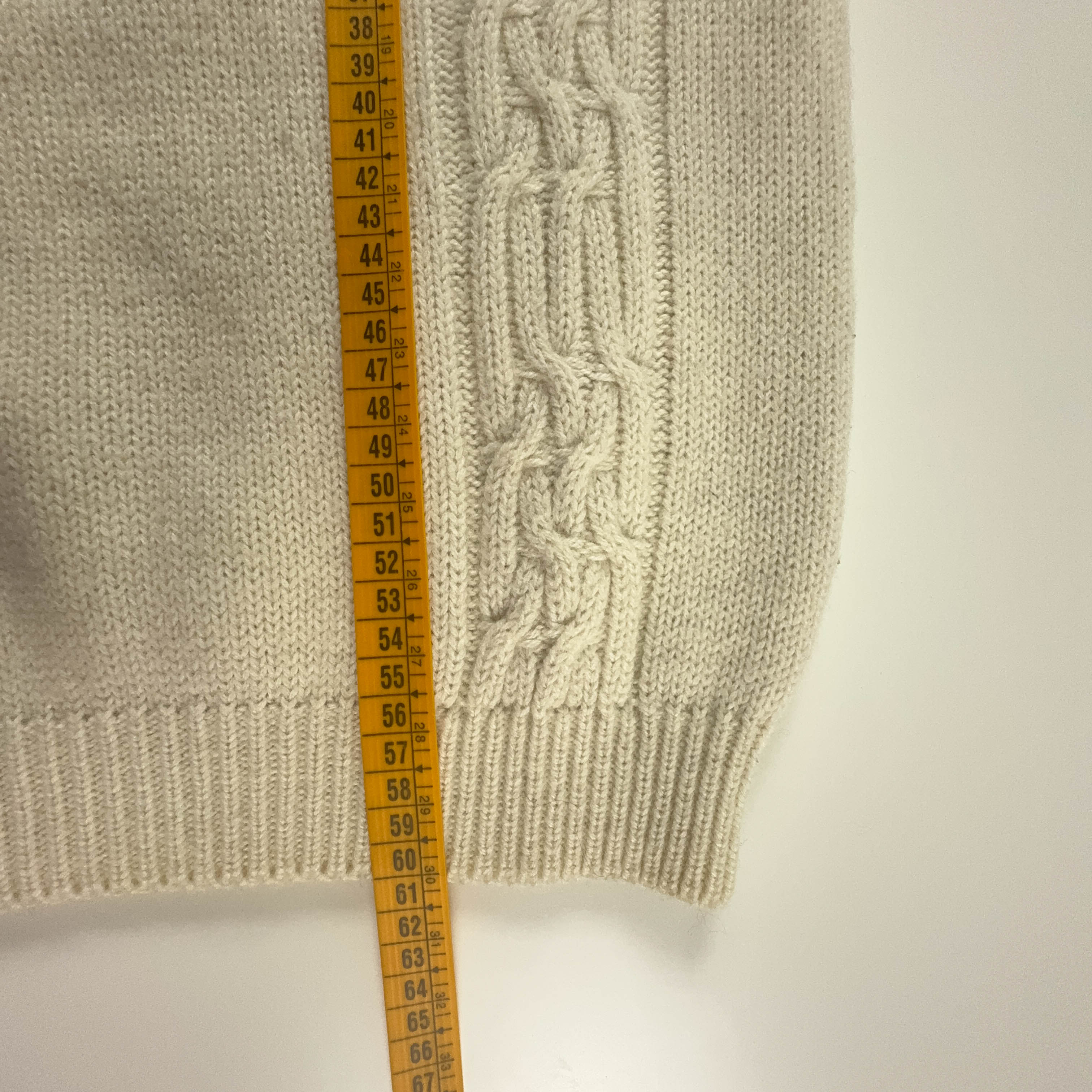 Vintage 50% wool cream turtleneck sweater with embroidery - Size M men